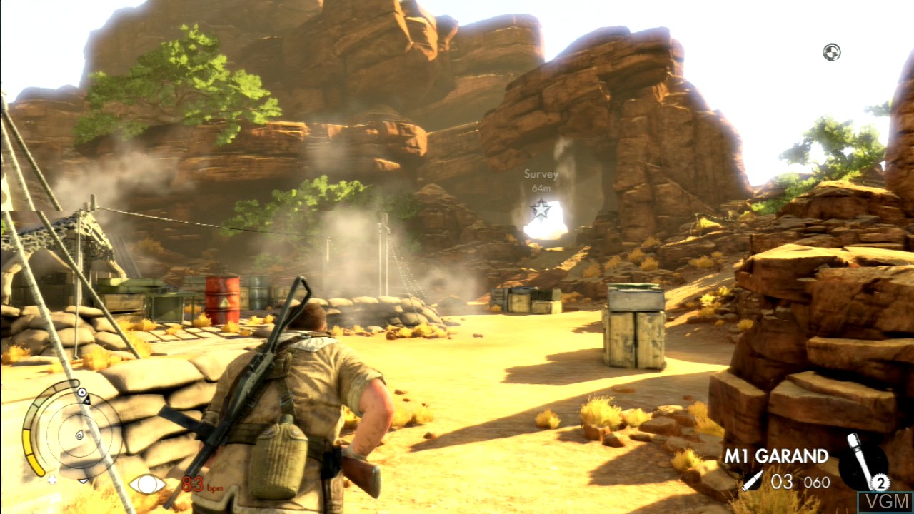 In-game screen of the game Sniper Elite III on Sony Playstation 3