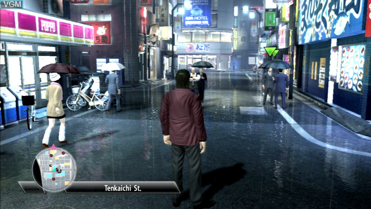 In-game screen of the game Yakuza 4 on Sony Playstation 3