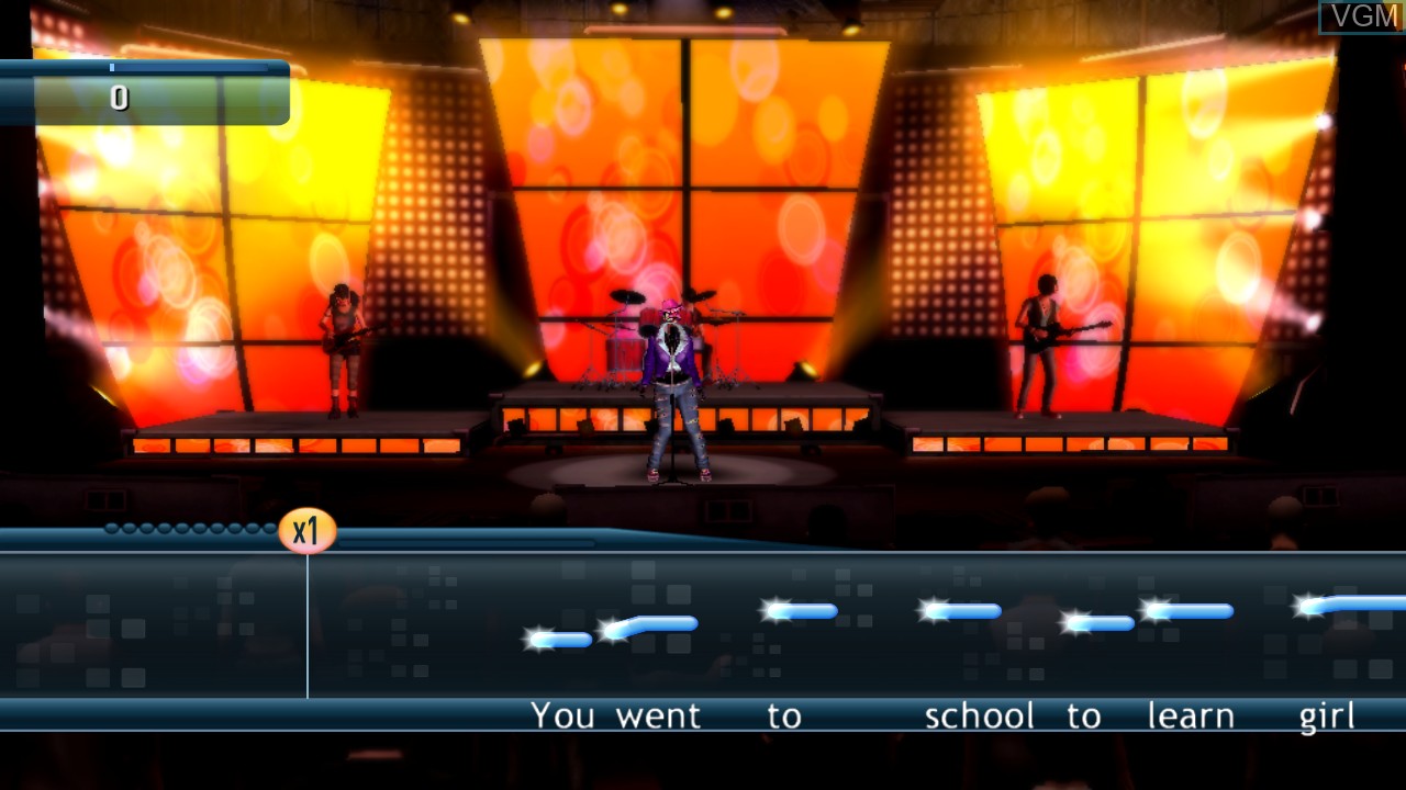 In-game screen of the game Karaoke Revolution on Sony Playstation 3