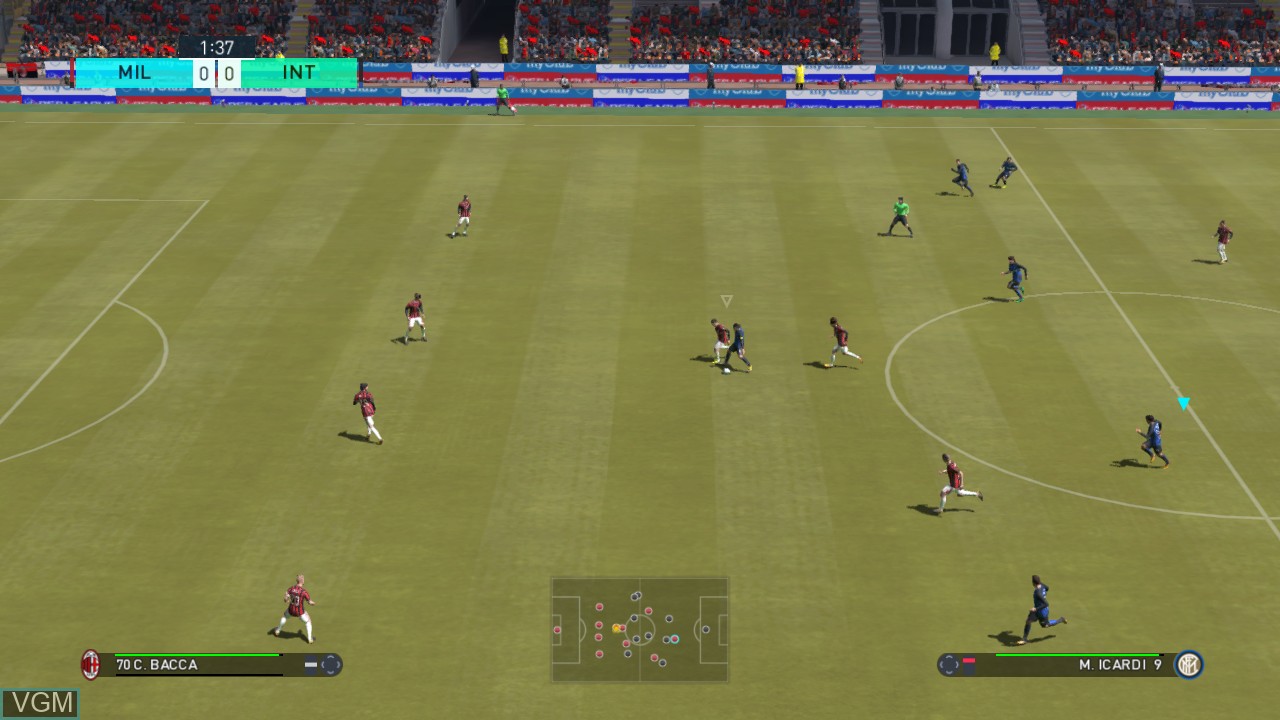 In-game screen of the game Winning Eleven 2018 on Sony Playstation 3