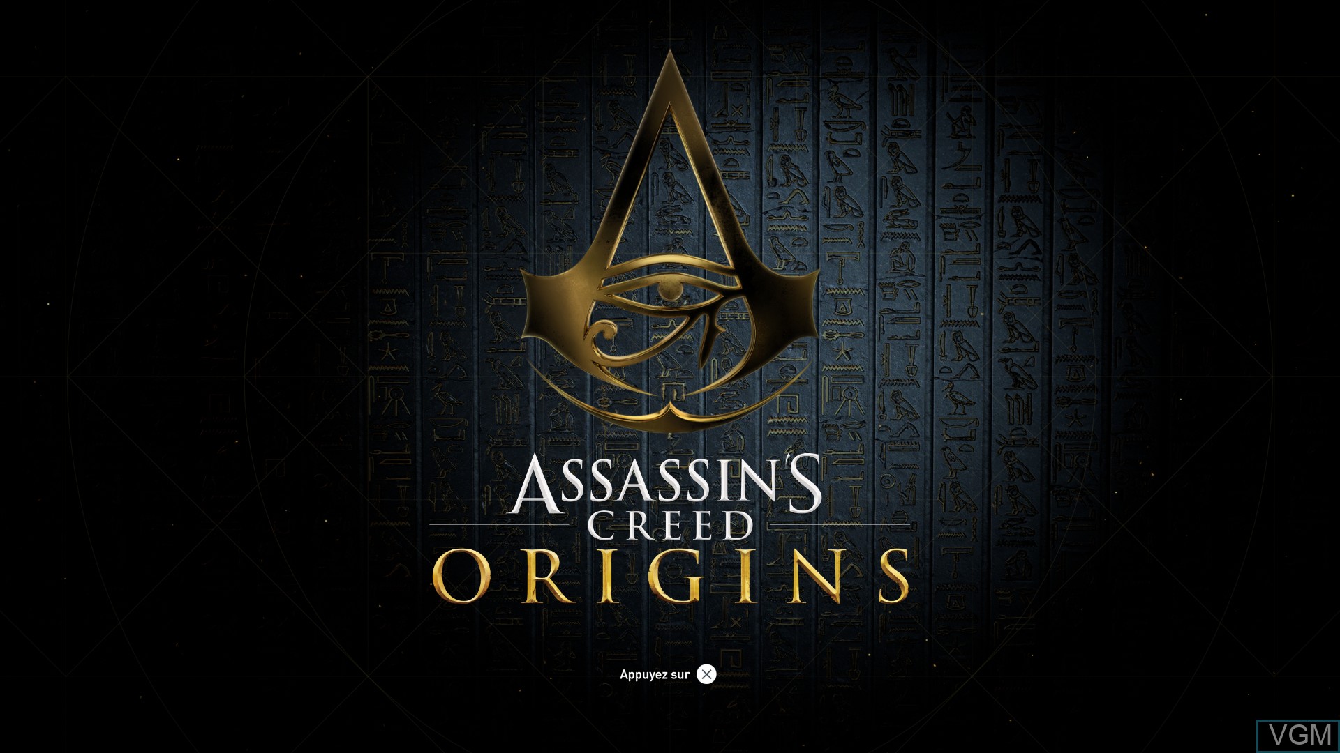 Title screen of the game Assassin's Creed Origins on Sony Playstation 4