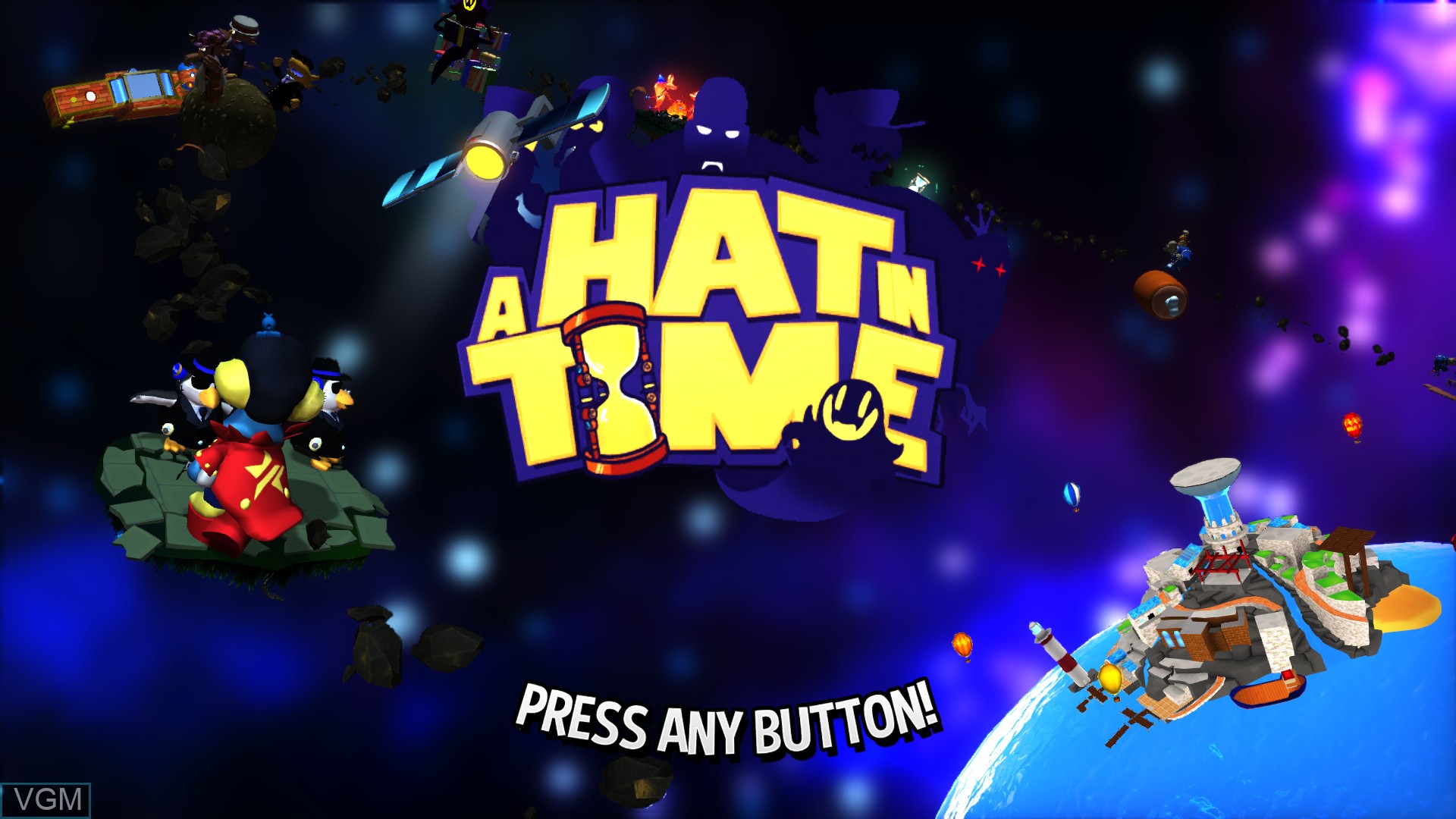Title screen of the game Hat in Time, A on Sony Playstation 4