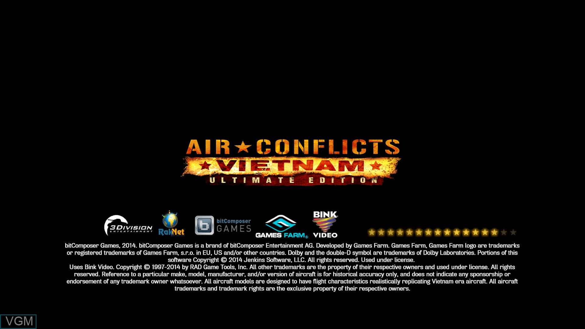 Title screen of the game Air Conflicts - Vietnam on Sony Playstation 4