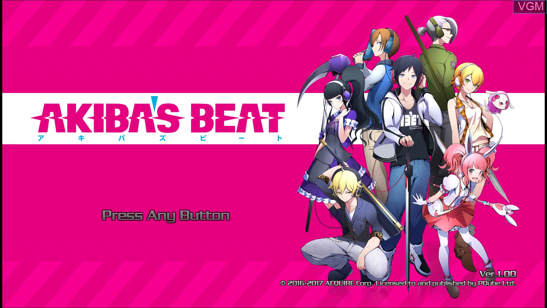 Title screen of the game Akiba's Beat on Sony Playstation 4