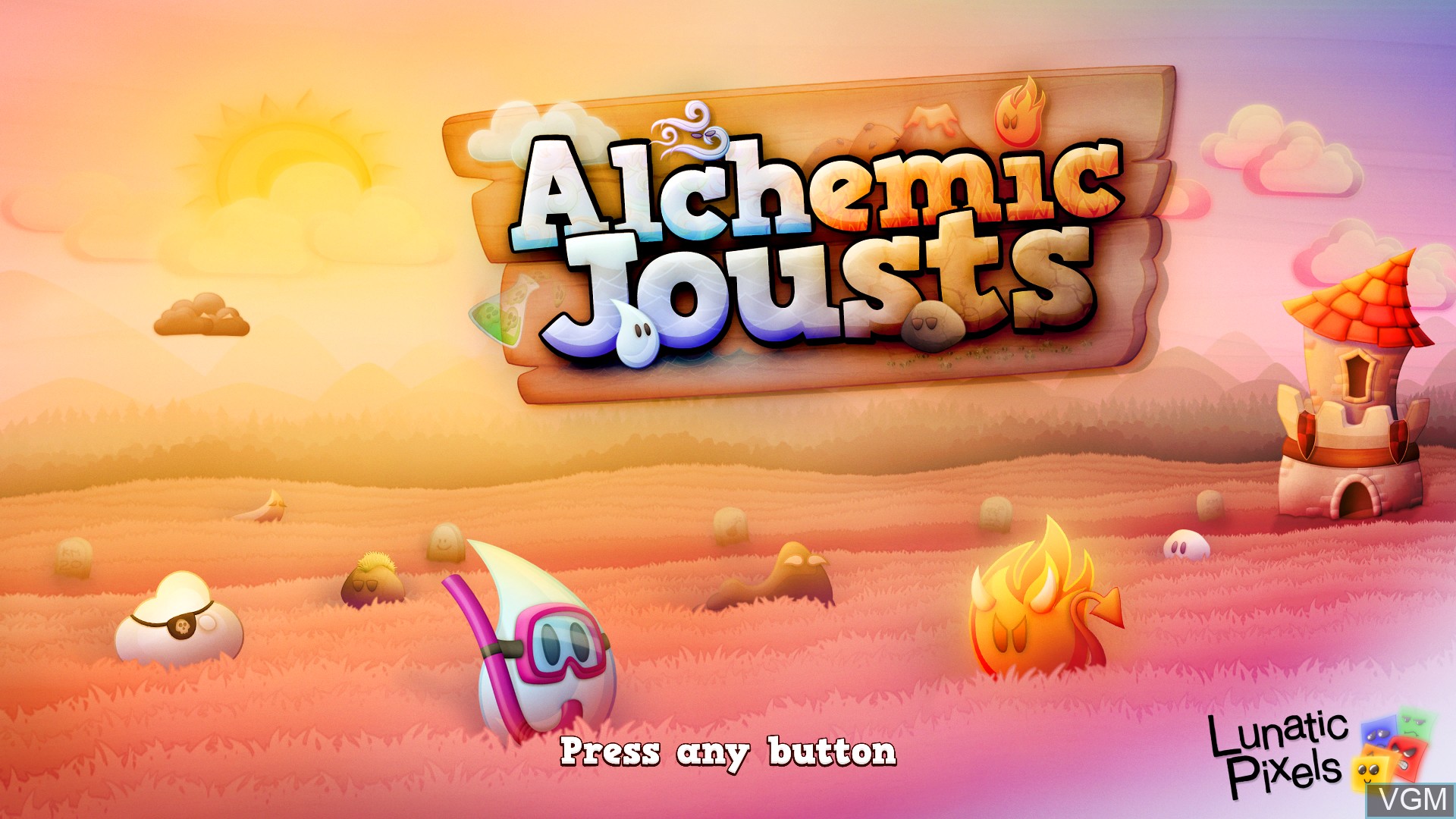 Title screen of the game Alchemic Jousts on Sony Playstation 4