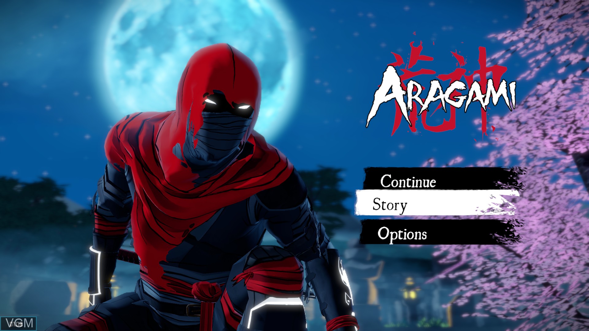 Title screen of the game Aragami on Sony Playstation 4