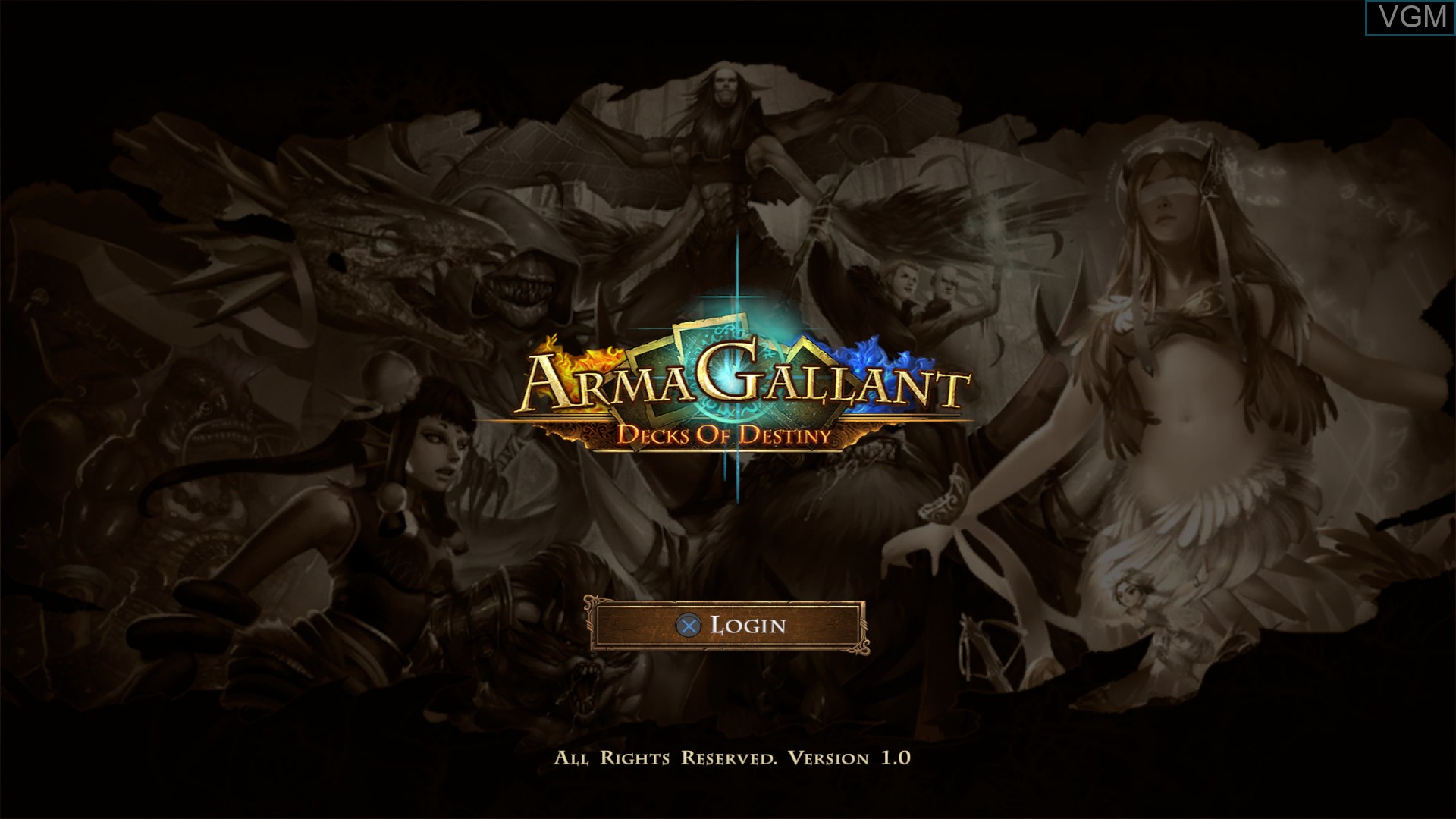 Title screen of the game ArmaGallant - Decks of Destiny on Sony Playstation 4