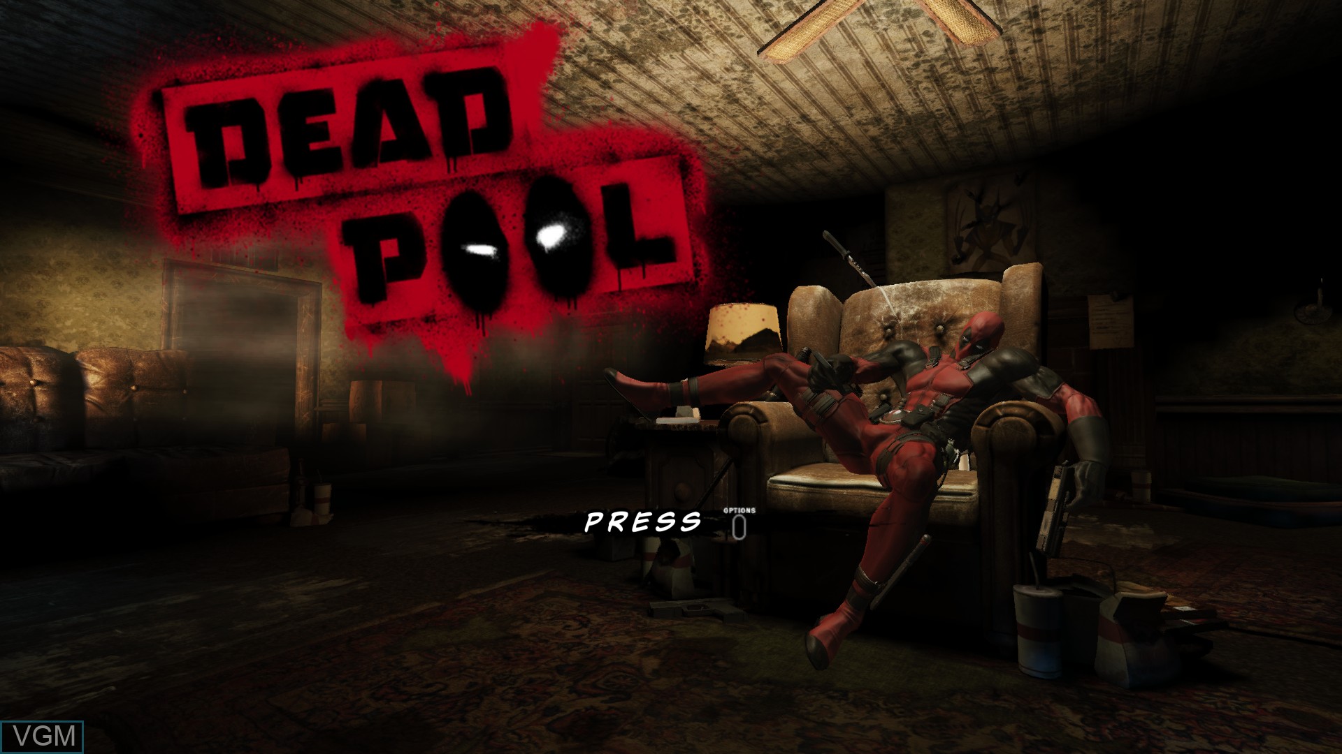 Title screen of the game Deadpool on Sony Playstation 4