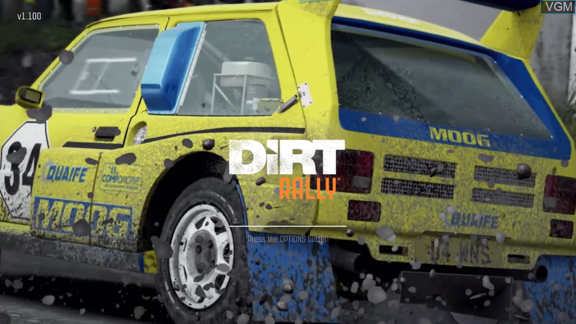Title screen of the game DiRT Rally on Sony Playstation 4