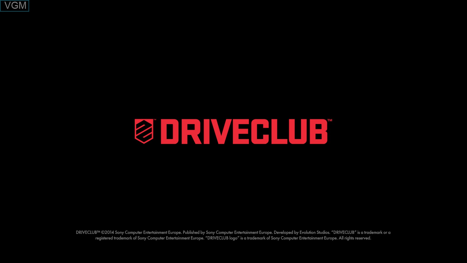 Title screen of the game Driveclub on Sony Playstation 4