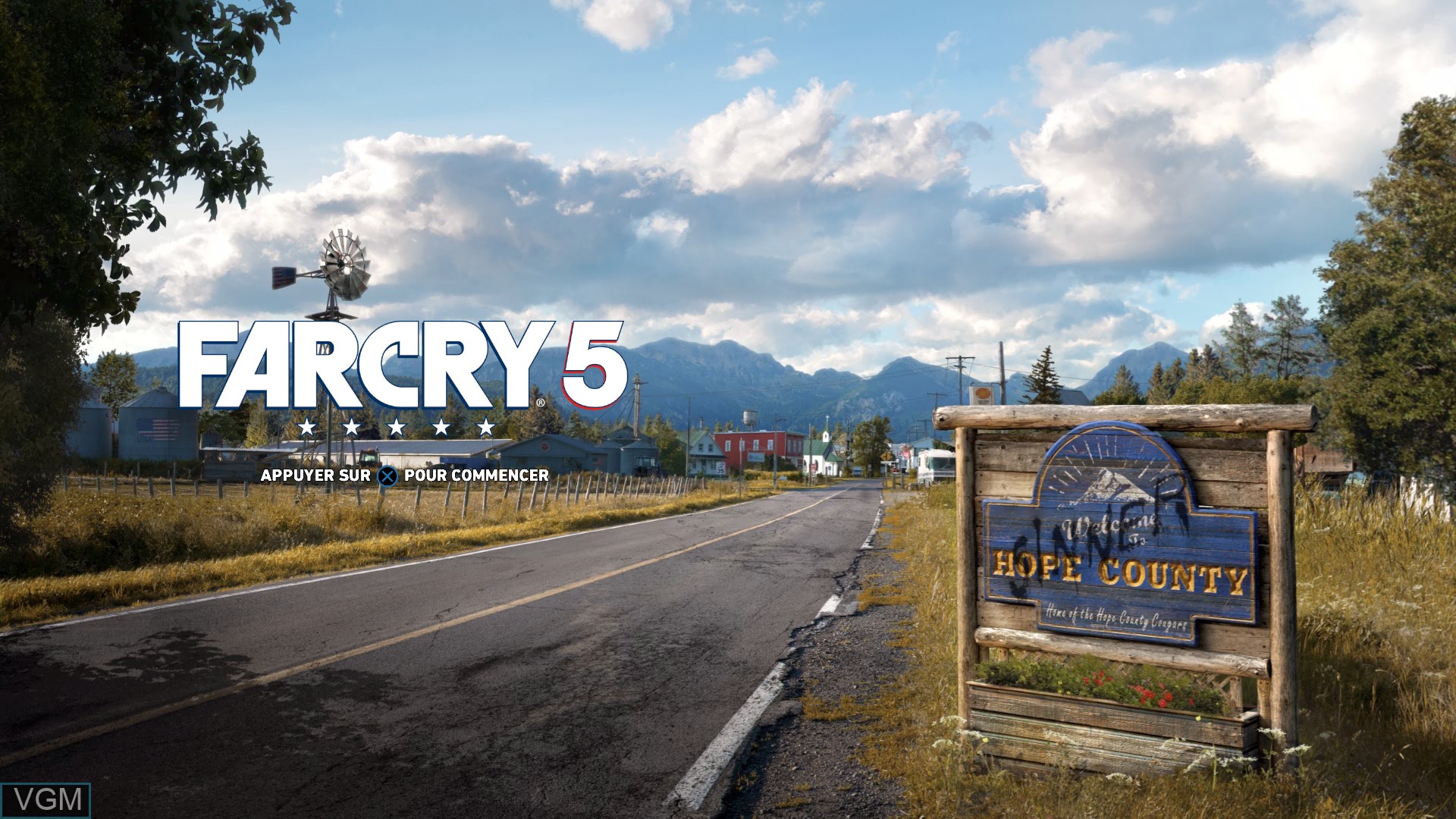 Title screen of the game Far Cry 5 on Sony Playstation 4