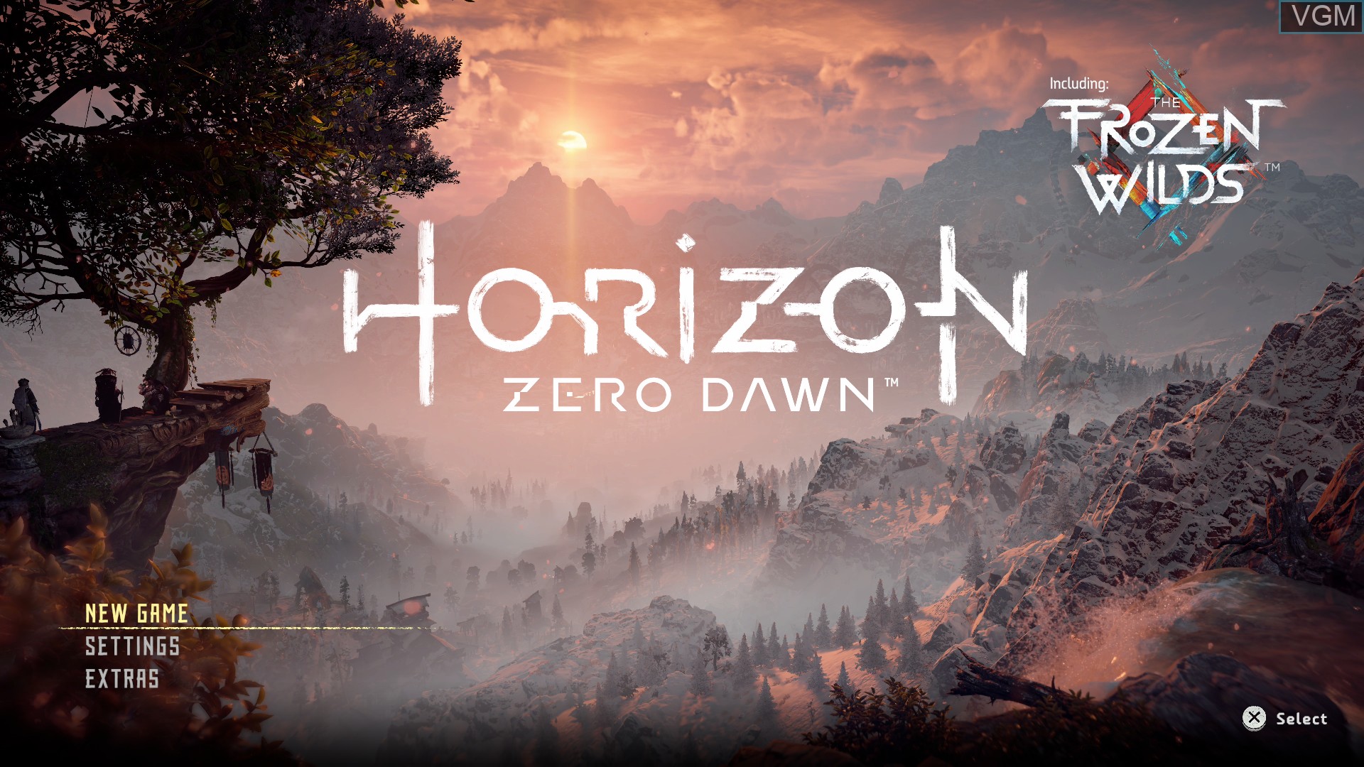 Title screen of the game Horizon Zero Dawn on Sony Playstation 4