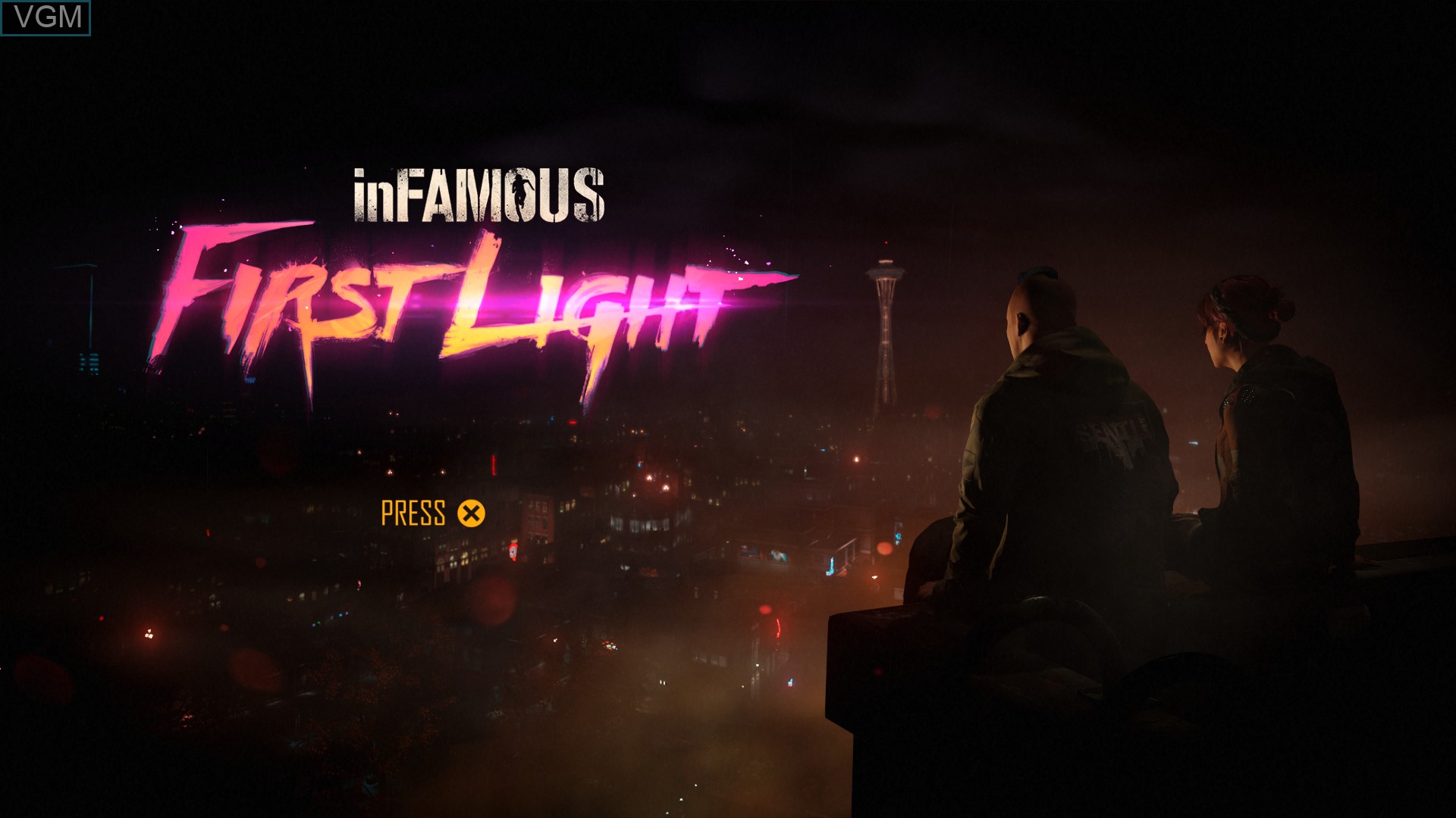 Title screen of the game inFamous - First Light on Sony Playstation 4