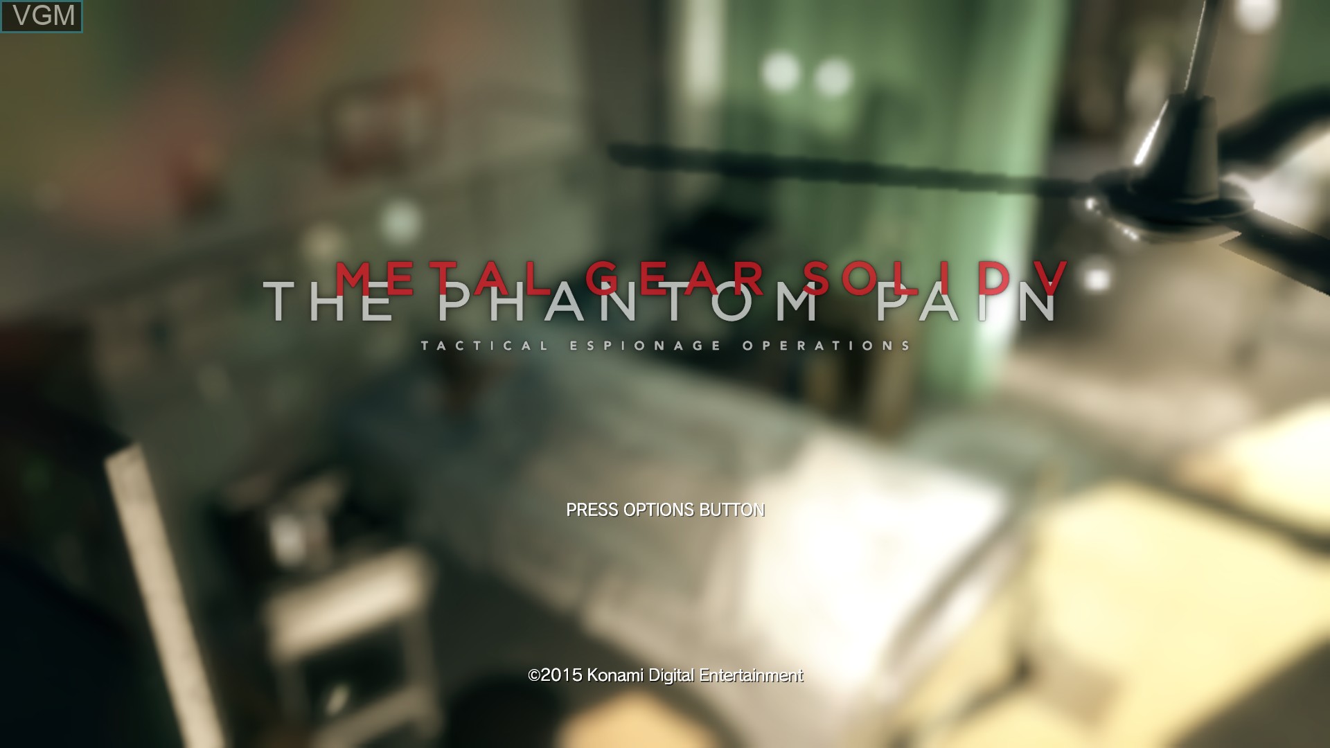 Title screen of the game Metal Gear Solid V - The Phantom Pain on Sony Playstation 4