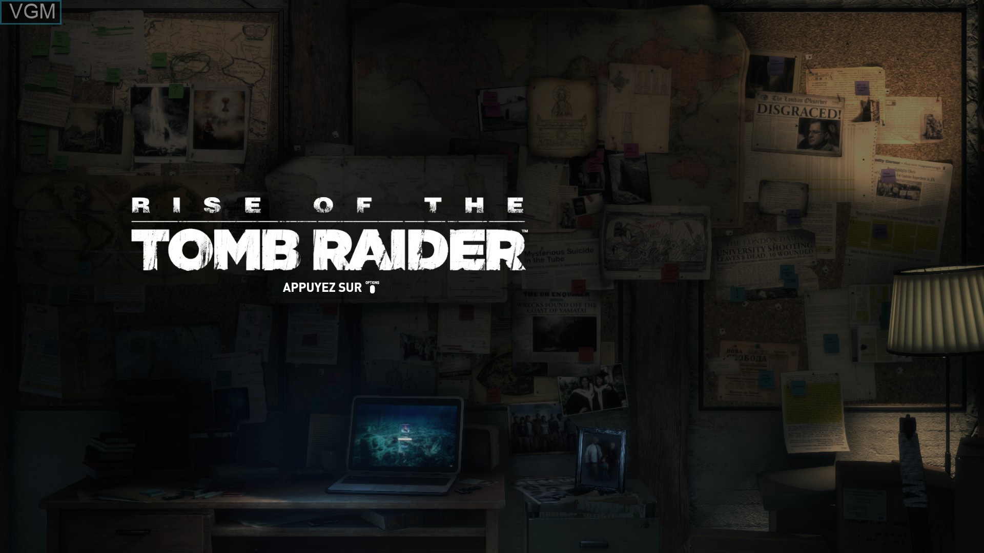 Title screen of the game Rise of the Tomb Raider on Sony Playstation 4