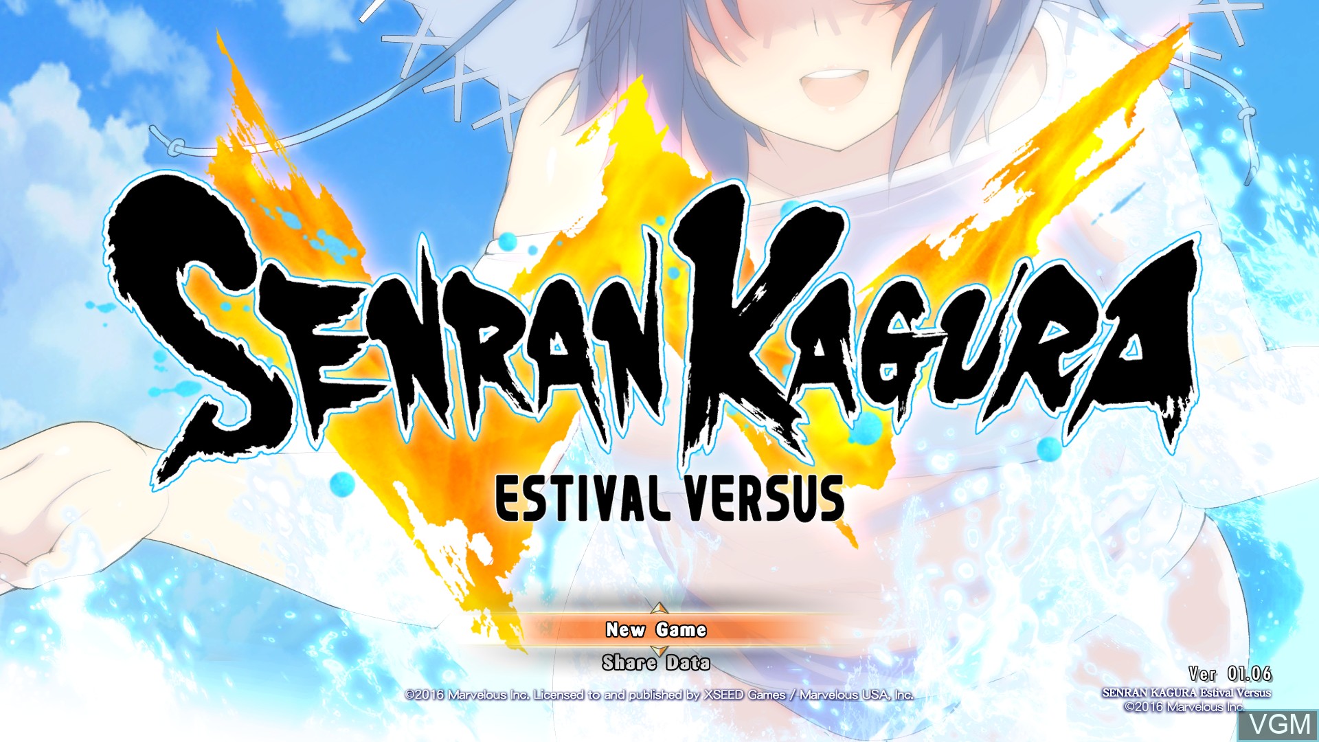 Title screen of the game Senran Kagura - Estival Versus on Sony Playstation 4