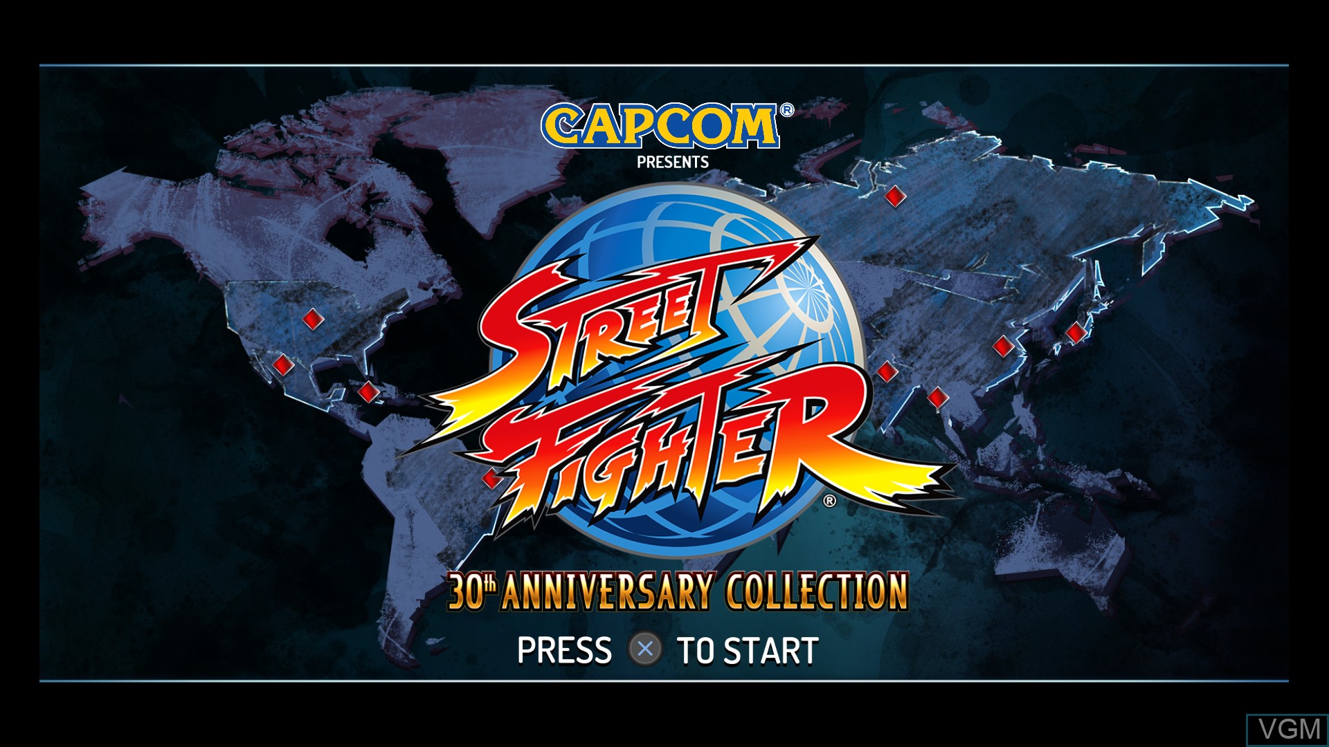 Title screen of the game Street Fighter - 30th Anniversary Collection on Sony Playstation 4