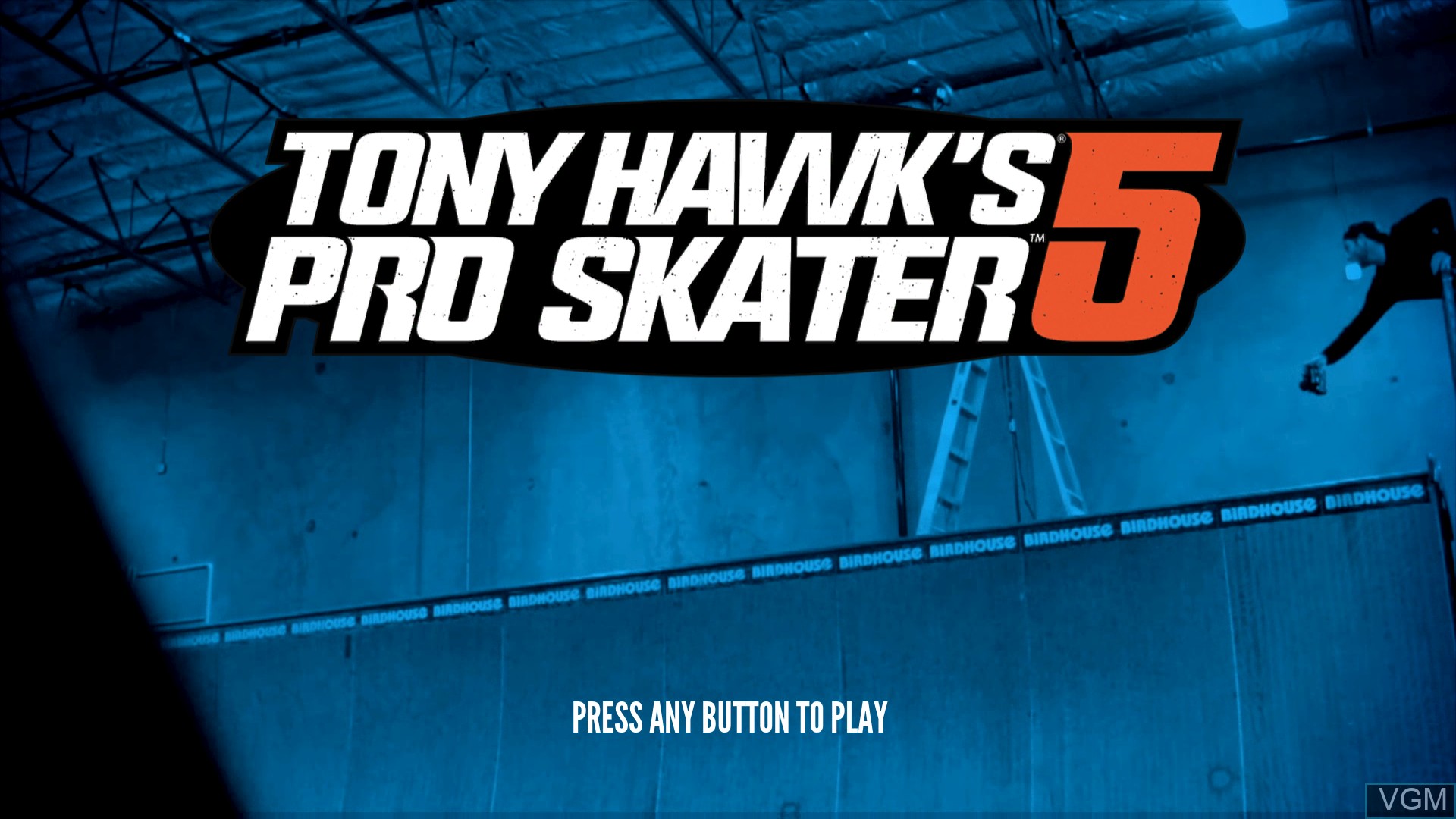 Title screen of the game Tony Hawk's Pro Skater 5 on Sony Playstation 4