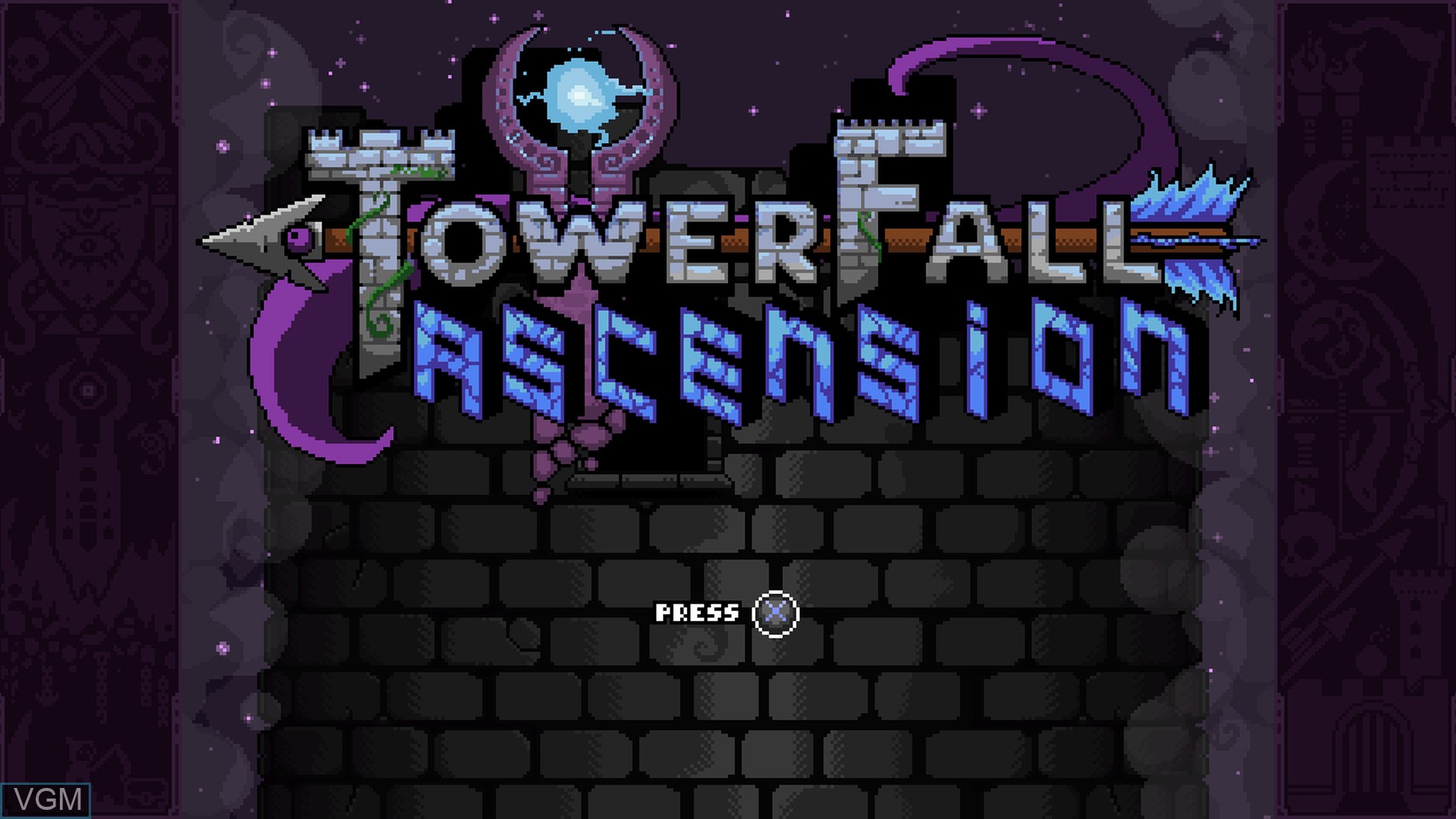 Title screen of the game TowerFall Ascension on Sony Playstation 4