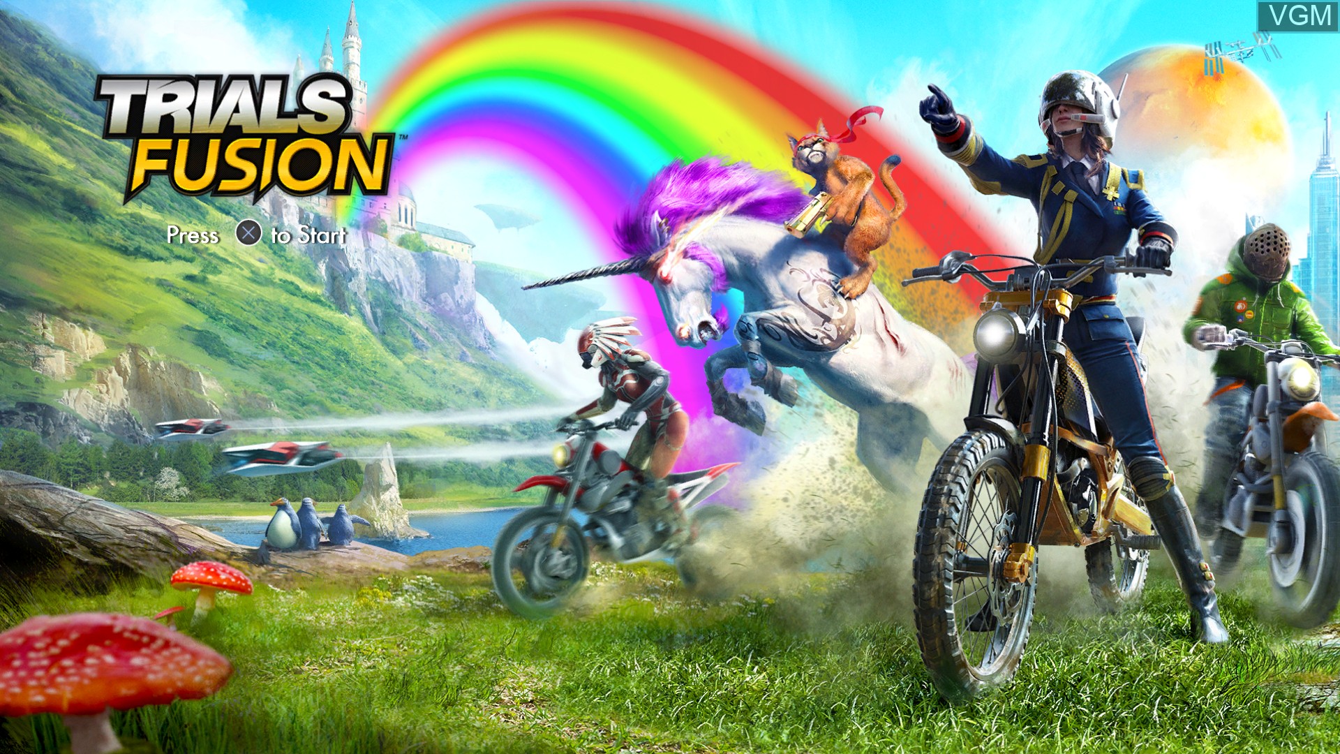 Title screen of the game Trials Fusion on Sony Playstation 4