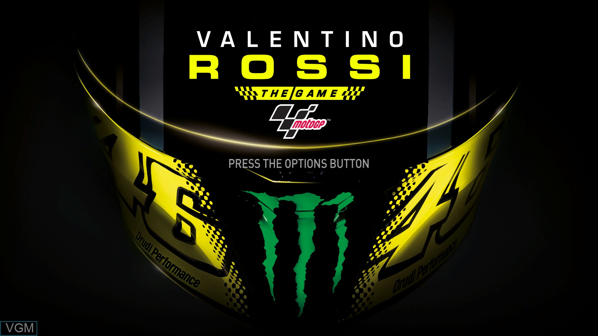Title screen of the game Valentino Rossi The Game on Sony Playstation 4