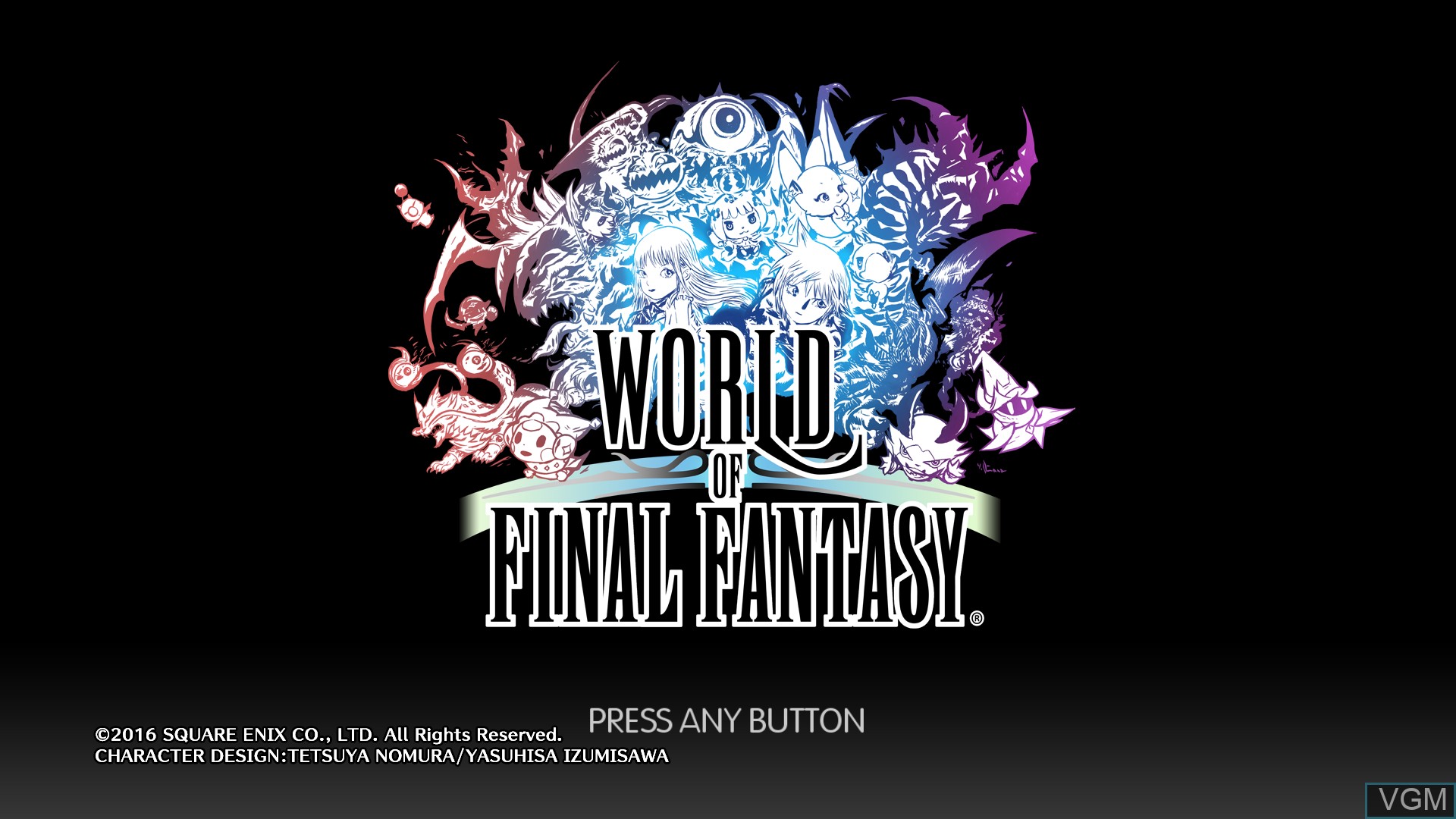 Title screen of the game World of Final Fantasy on Sony Playstation 4
