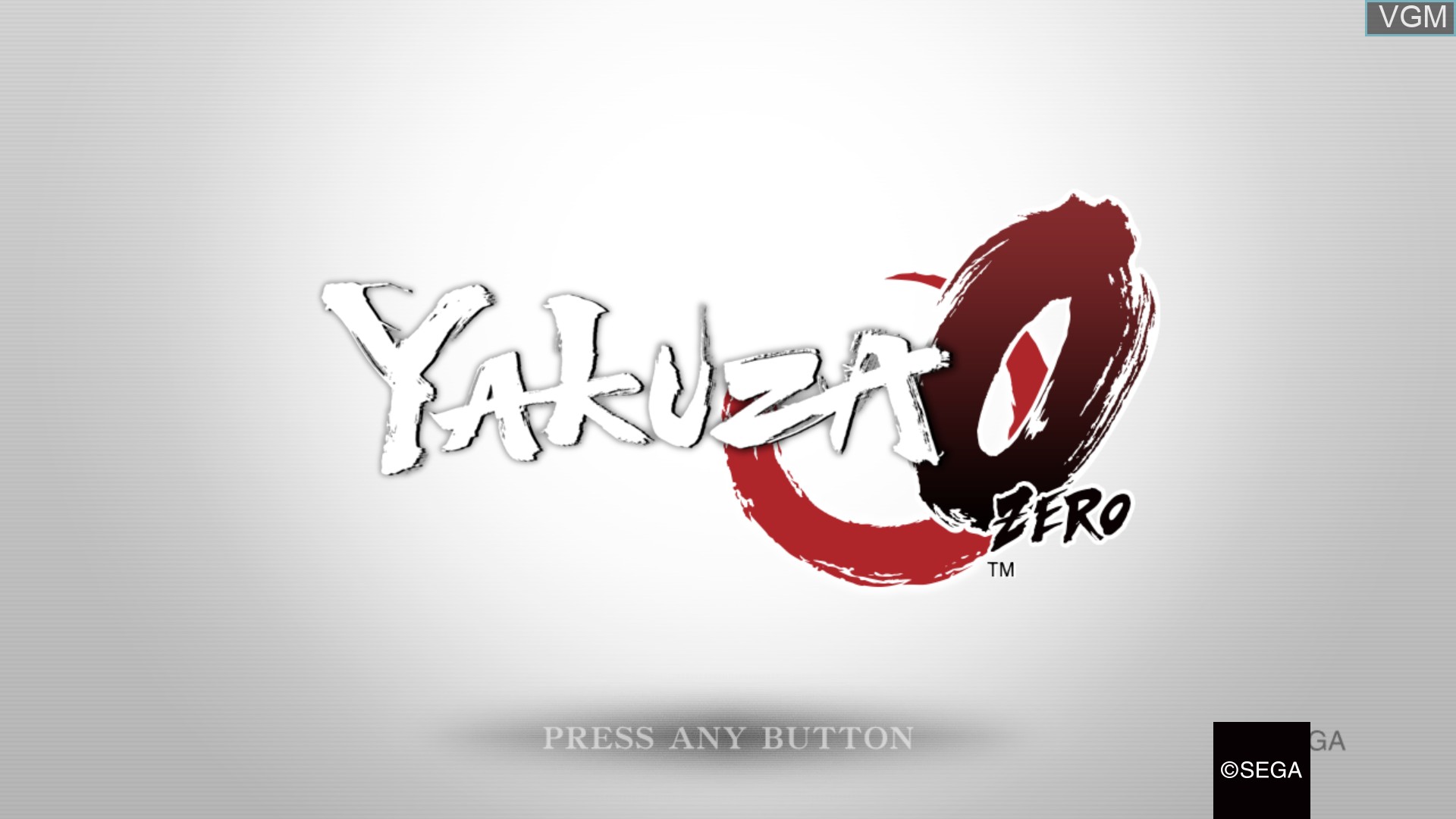 Title screen of the game Yakuza 0 on Sony Playstation 4