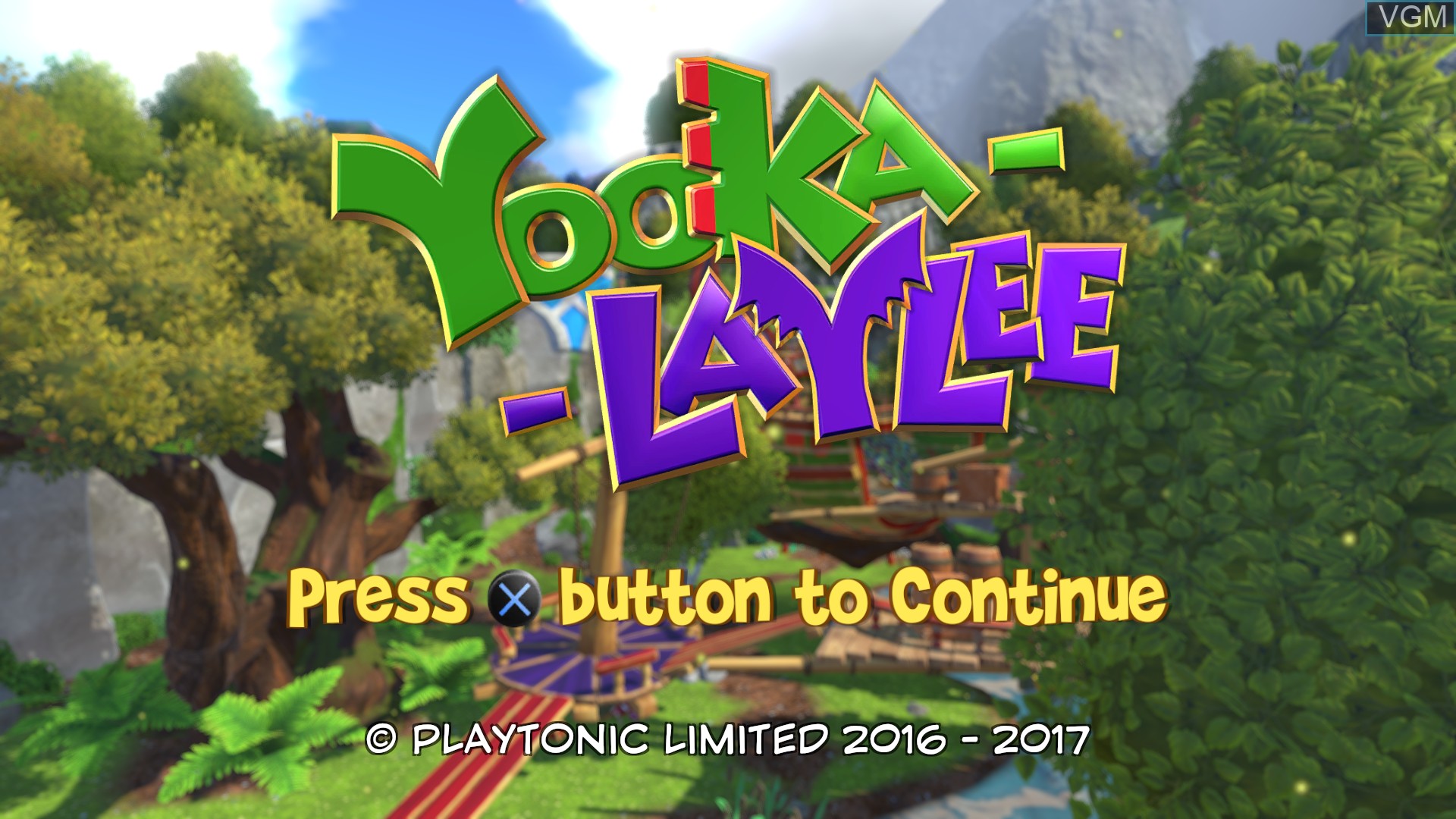 Title screen of the game Yooka-Laylee on Sony Playstation 4