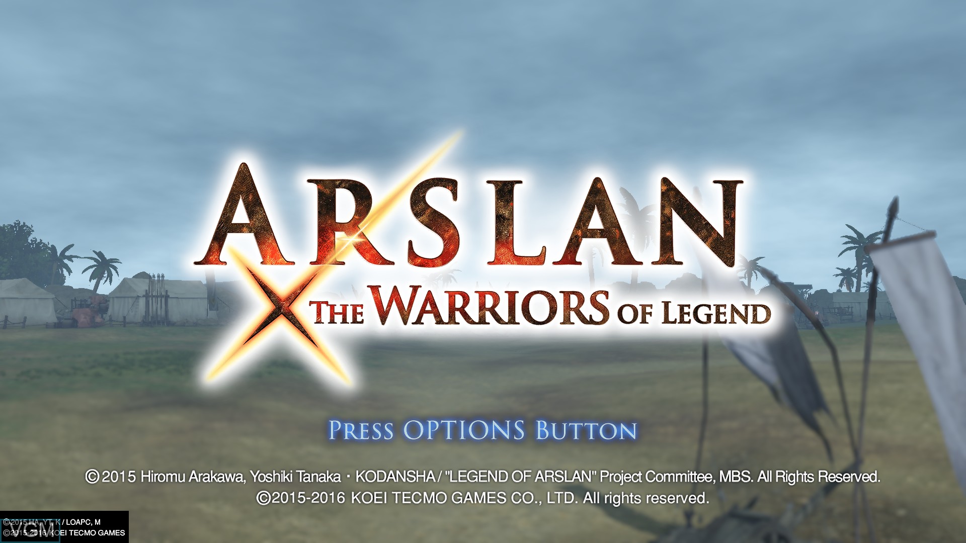 Title screen of the game Arslan - The Warriors of Legend on Sony Playstation 4
