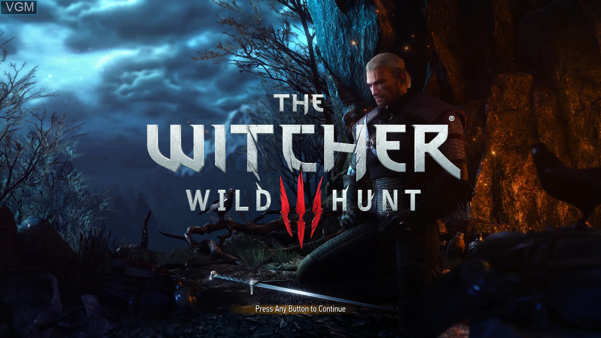 Title screen of the game Witcher 3, The ? Wild Hunt on Sony Playstation 4