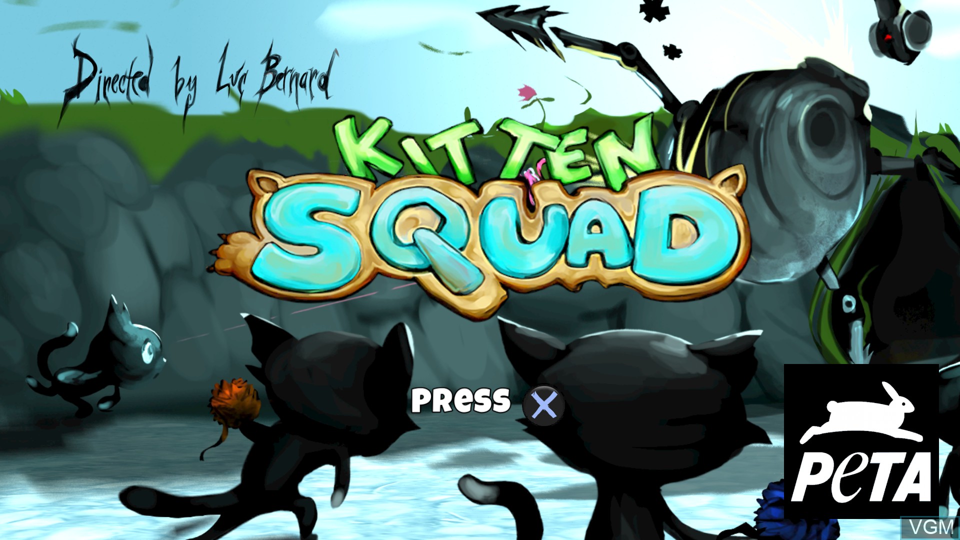 Title screen of the game Kitten Squad on Sony Playstation 4