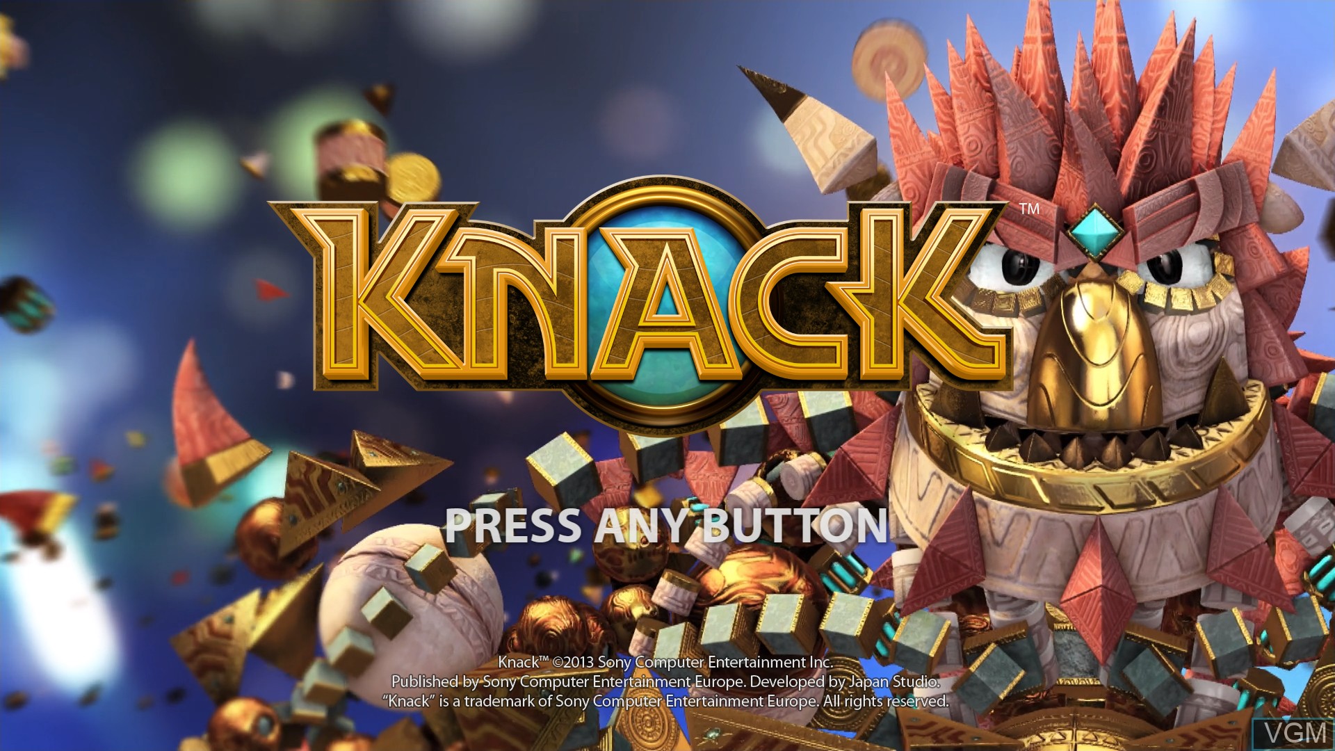 Title screen of the game Knack on Sony Playstation 4