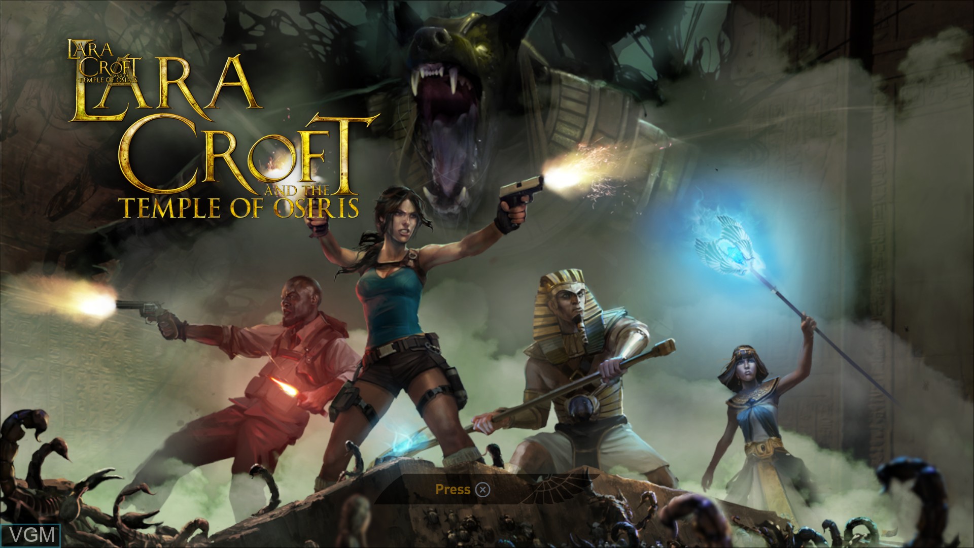 Title screen of the game Lara Croft and the Temple of Osiris on Sony Playstation 4