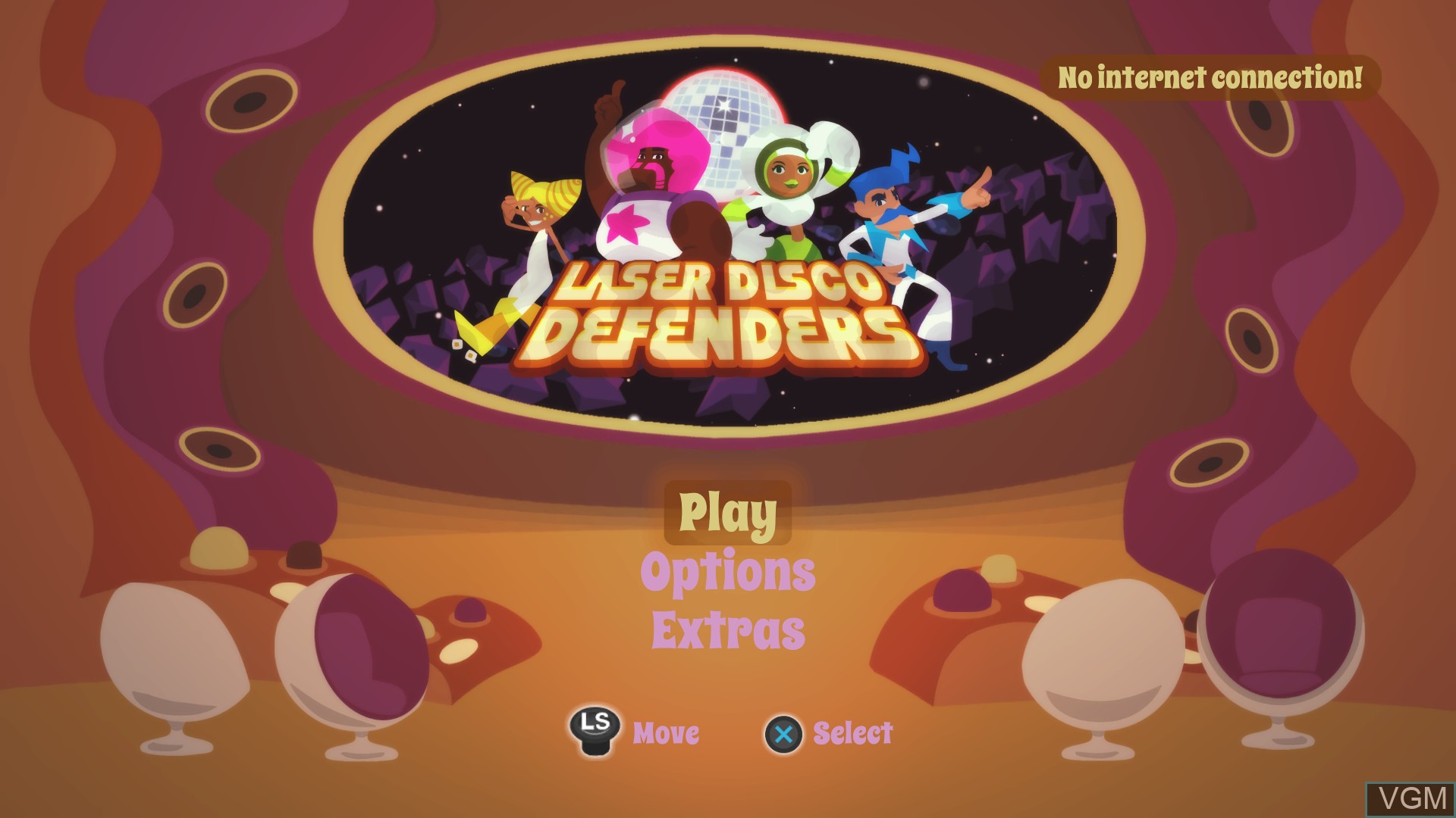 Title screen of the game Laser Disco Defenders on Sony Playstation 4
