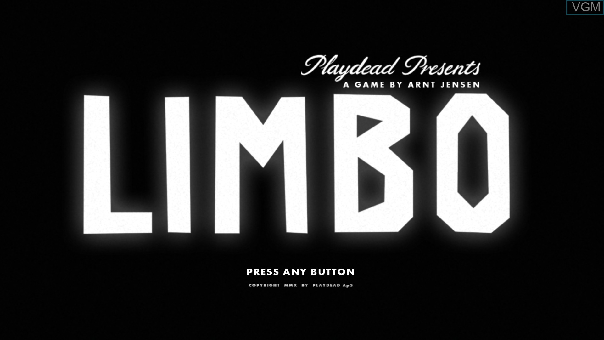 Title screen of the game LIMBO on Sony Playstation 4