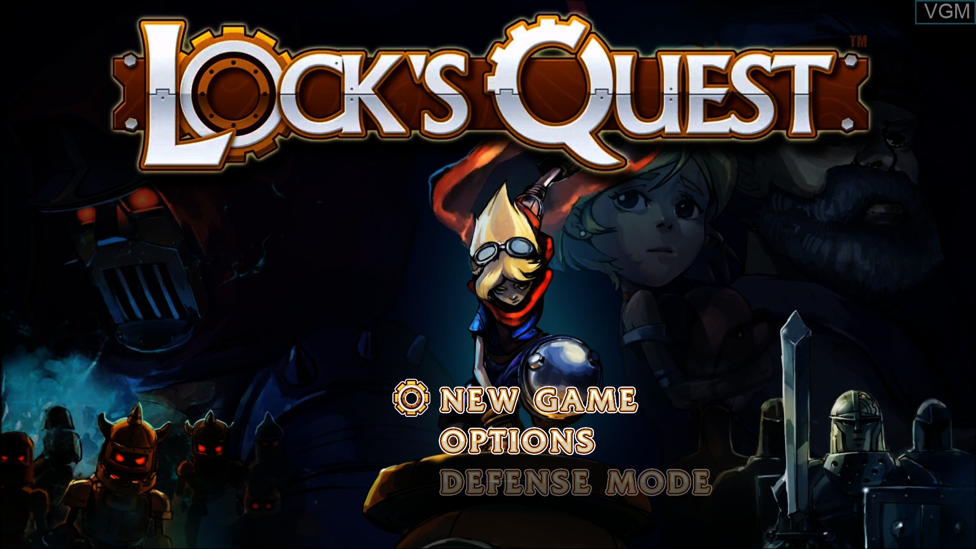Title screen of the game Lock's Quest on Sony Playstation 4