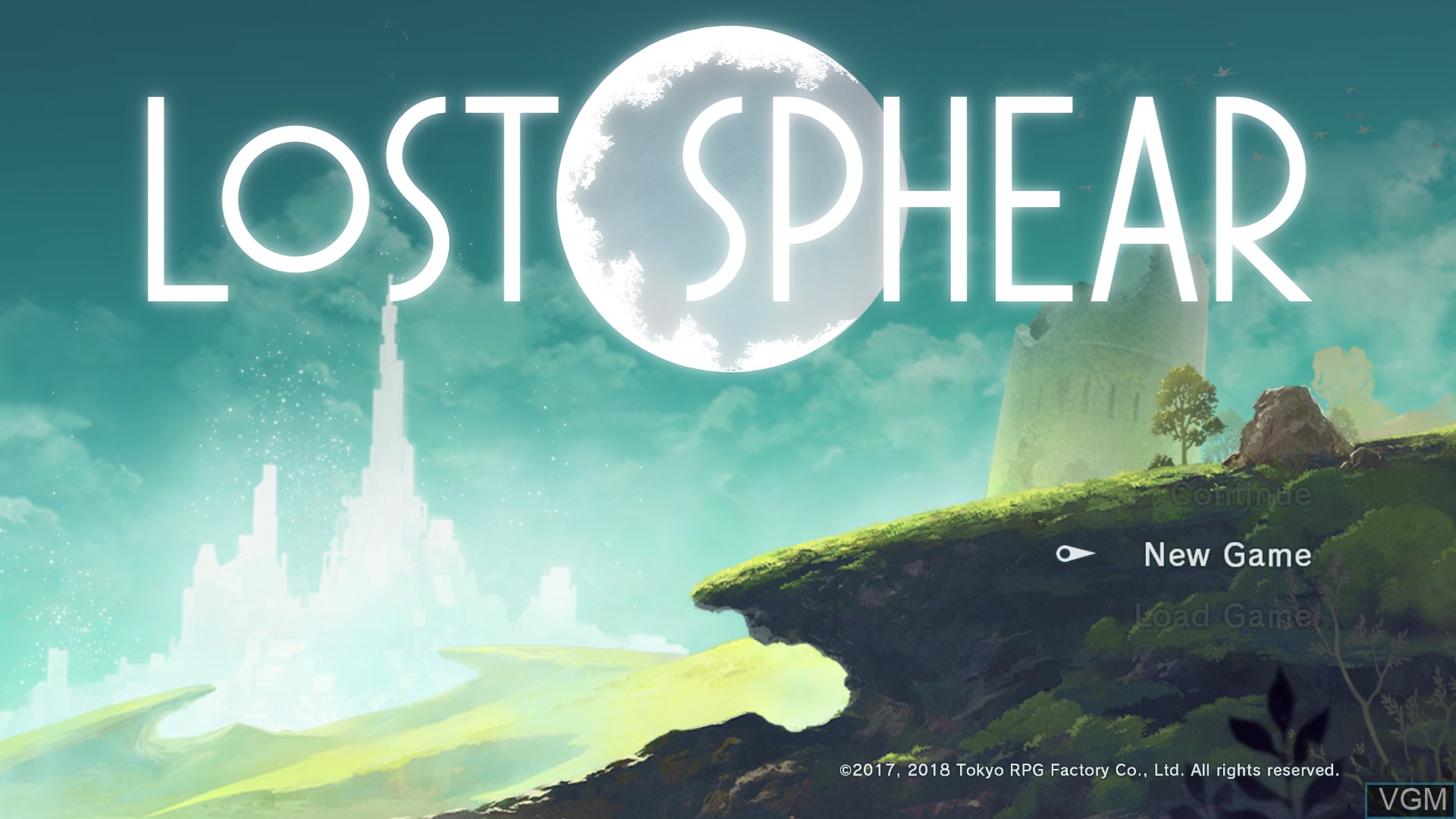 Title screen of the game Lost Sphear on Sony Playstation 4