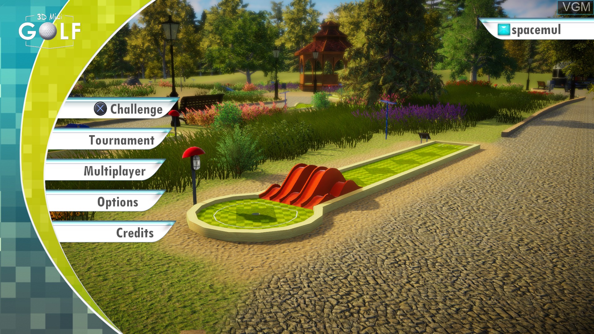 Menu screen of the game 3D MiniGolf on Sony Playstation 4