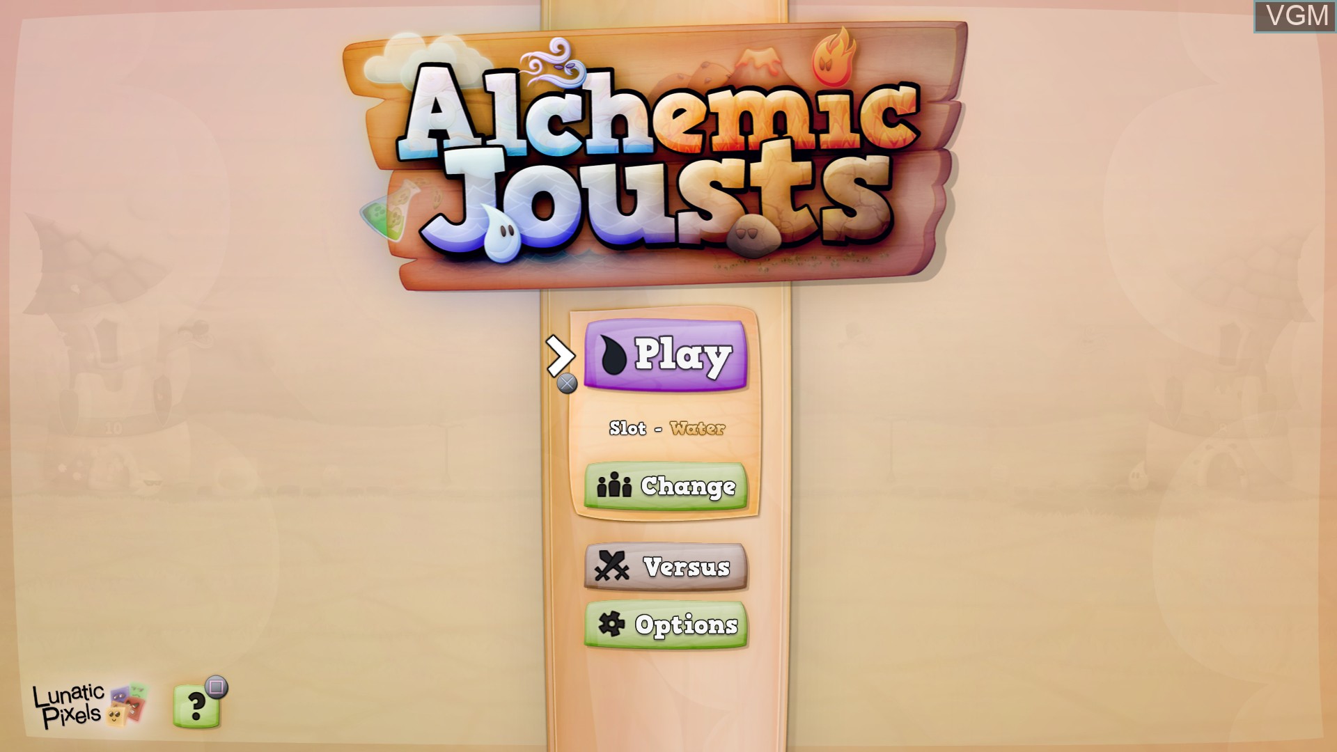 Menu screen of the game Alchemic Jousts on Sony Playstation 4