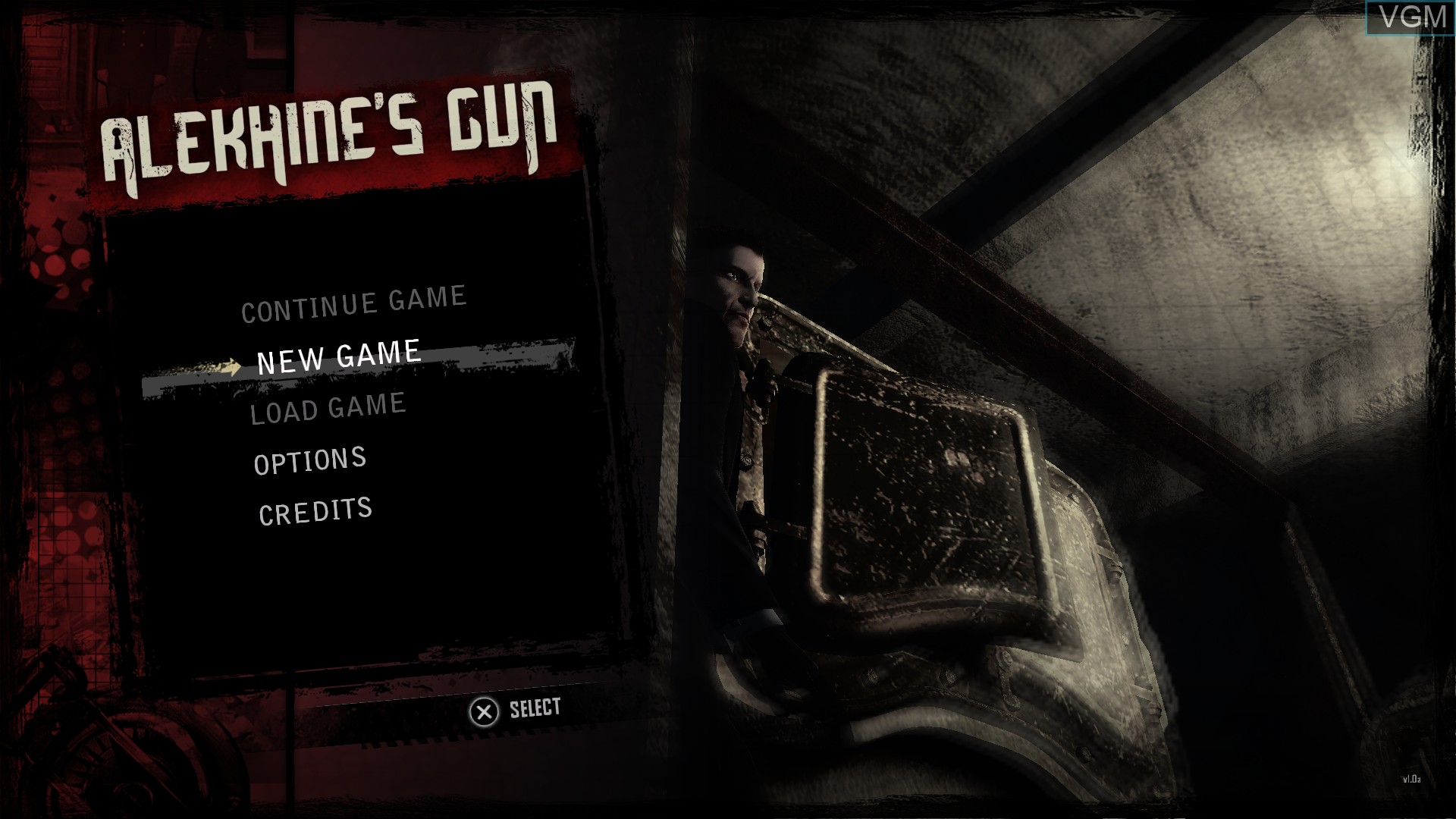 Menu screen of the game Alekhine's Gun on Sony Playstation 4