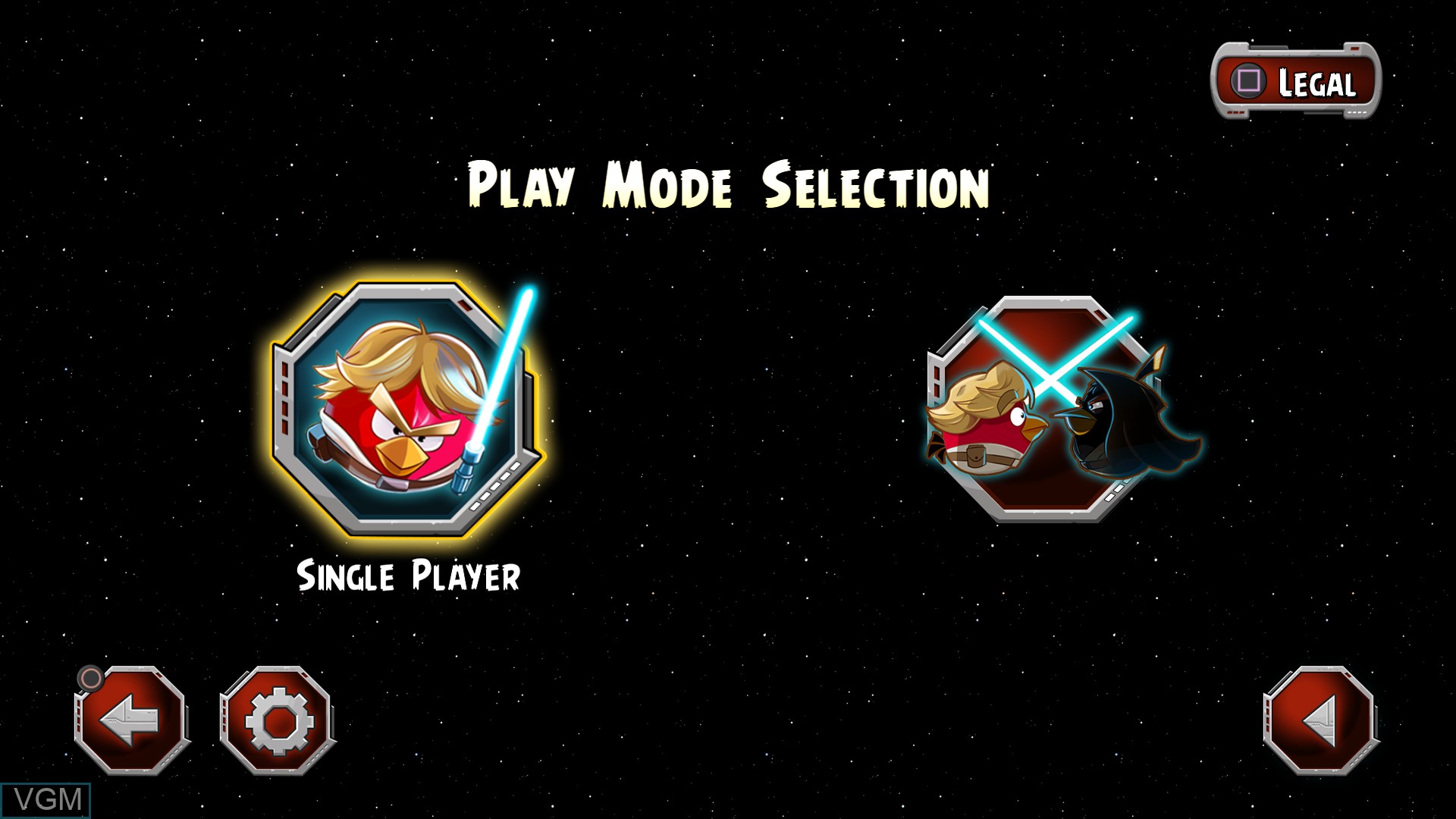 Menu screen of the game Angry Birds Star Wars on Sony Playstation 4