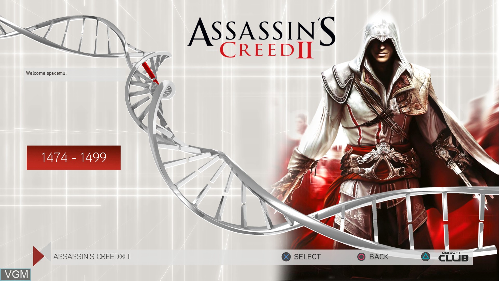 Menu screen of the game Assassin's Creed - The Ezio Collection on Sony Playstation 4