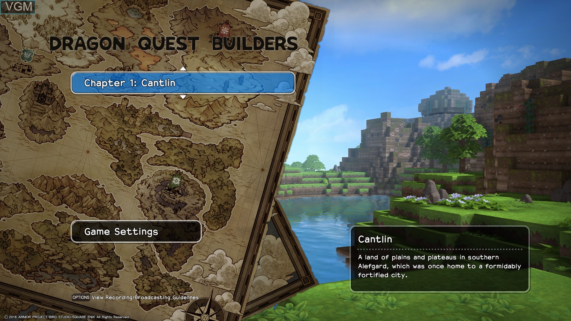 Menu screen of the game Dragon Quest Builders on Sony Playstation 4