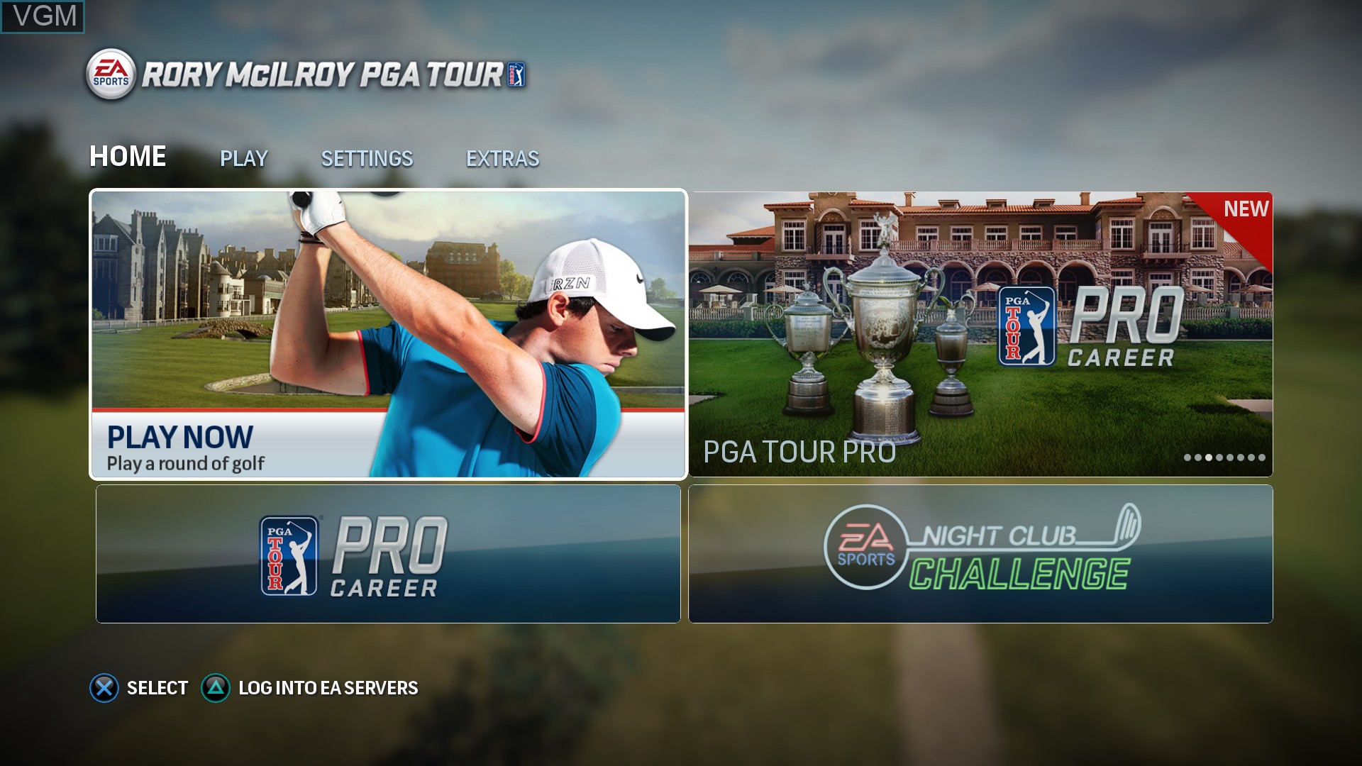 Menu screen of the game Rory McIlroy PGA Tour on Sony Playstation 4