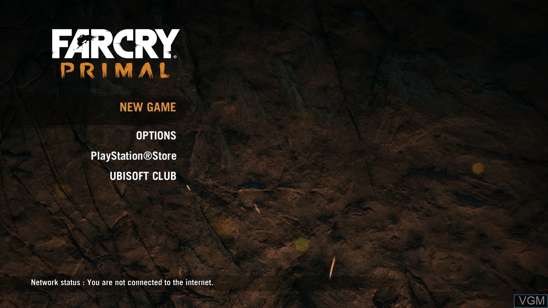 Menu screen of the game Far Cry Primal on Sony Playstation 4