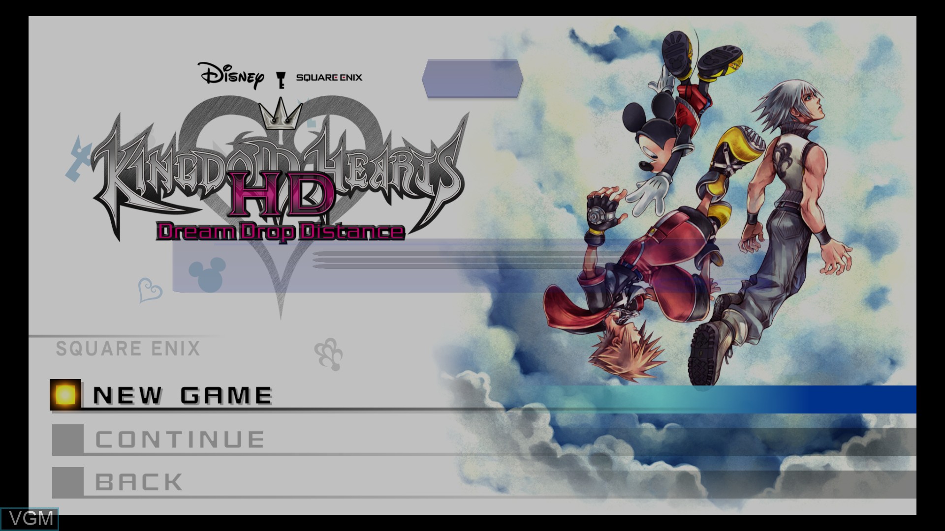Menu screen of the game Kingdom Hearts HD 2.8 Final Chapter Prologue on Sony Playstation 4