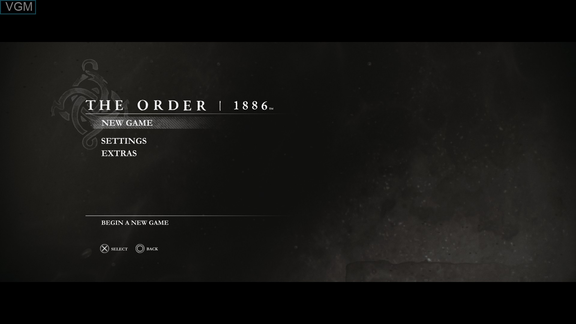Menu screen of the game Order, The - 1886 on Sony Playstation 4