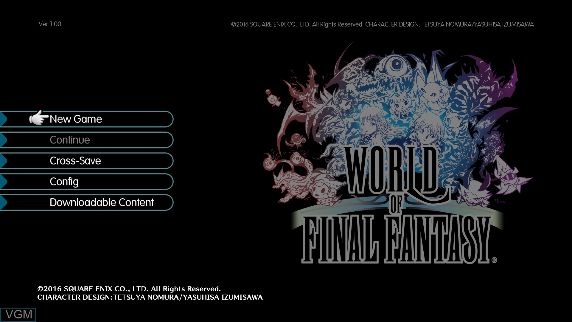 Menu screen of the game World of Final Fantasy on Sony Playstation 4