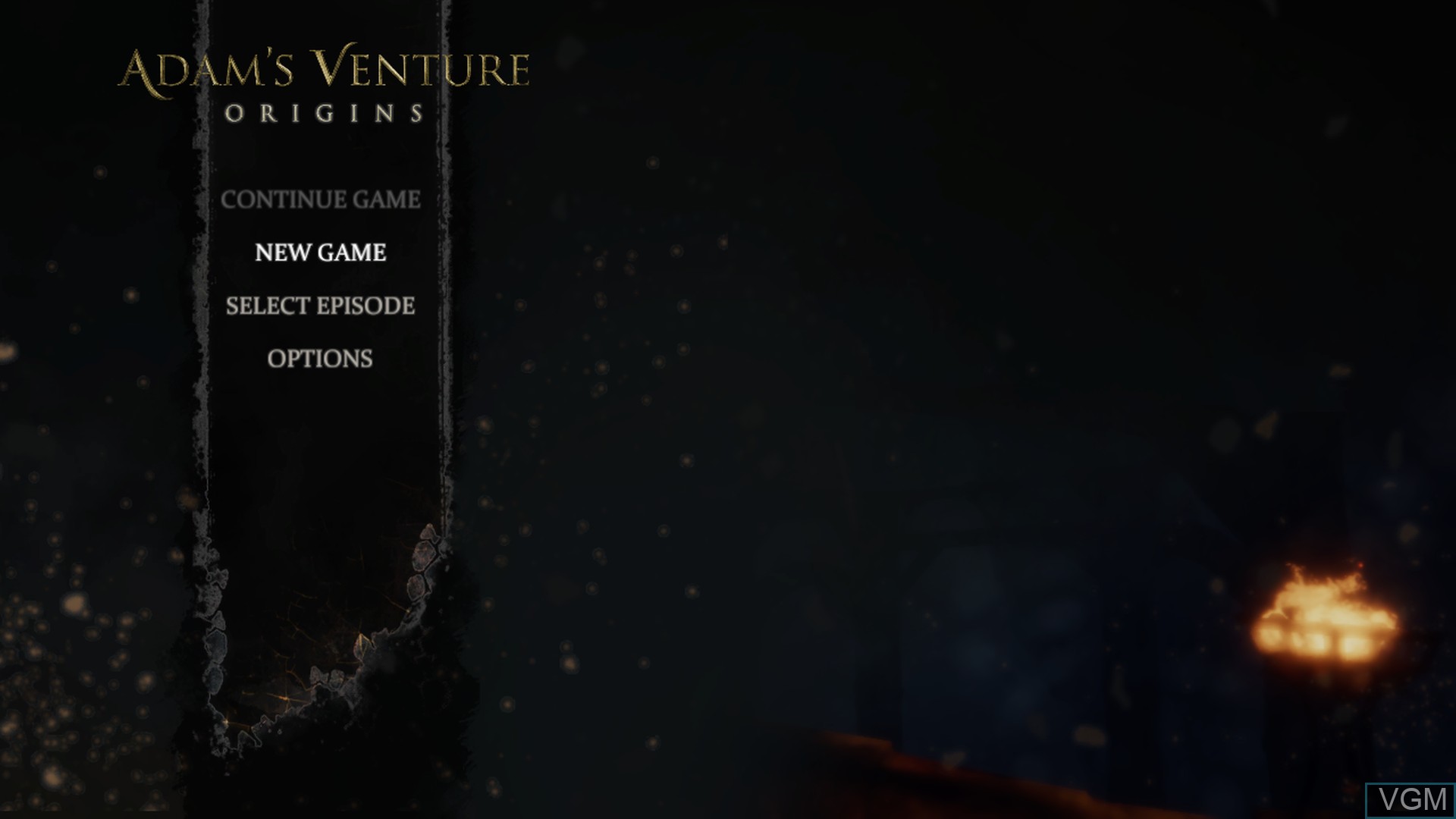 Menu screen of the game Adam's Venture - Origins on Sony Playstation 4