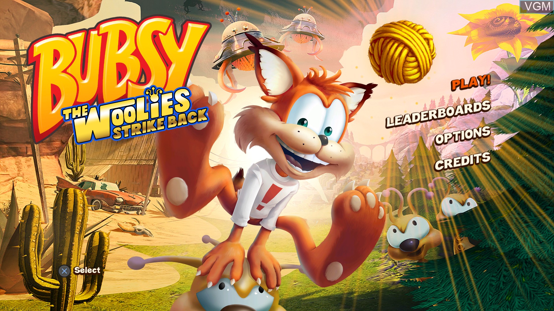 Menu screen of the game Bubsy - The Woolies Strike Back on Sony Playstation 4